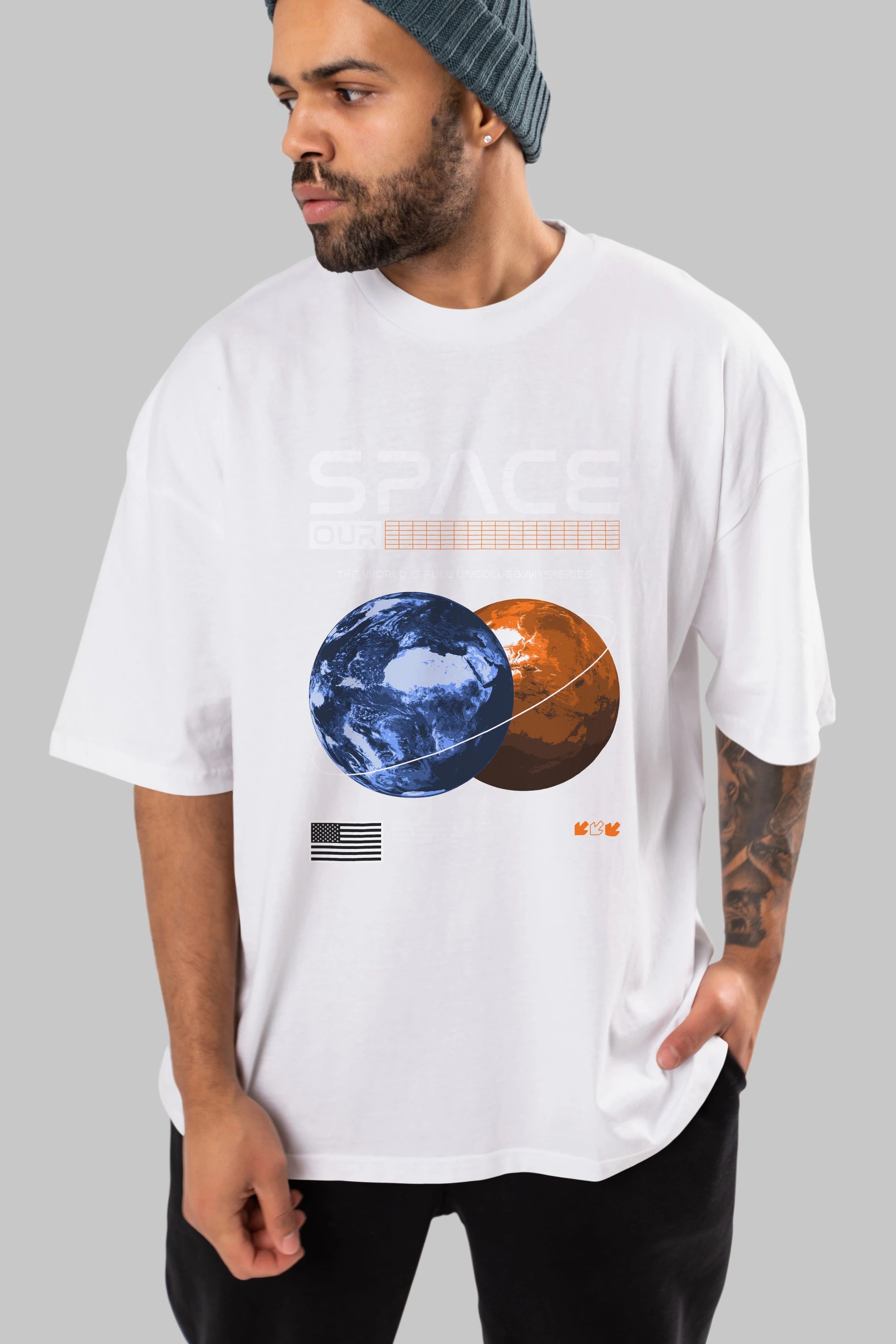 Space Our Ön Baskılı Oversize t-shirt Erkek Kadın Unisex