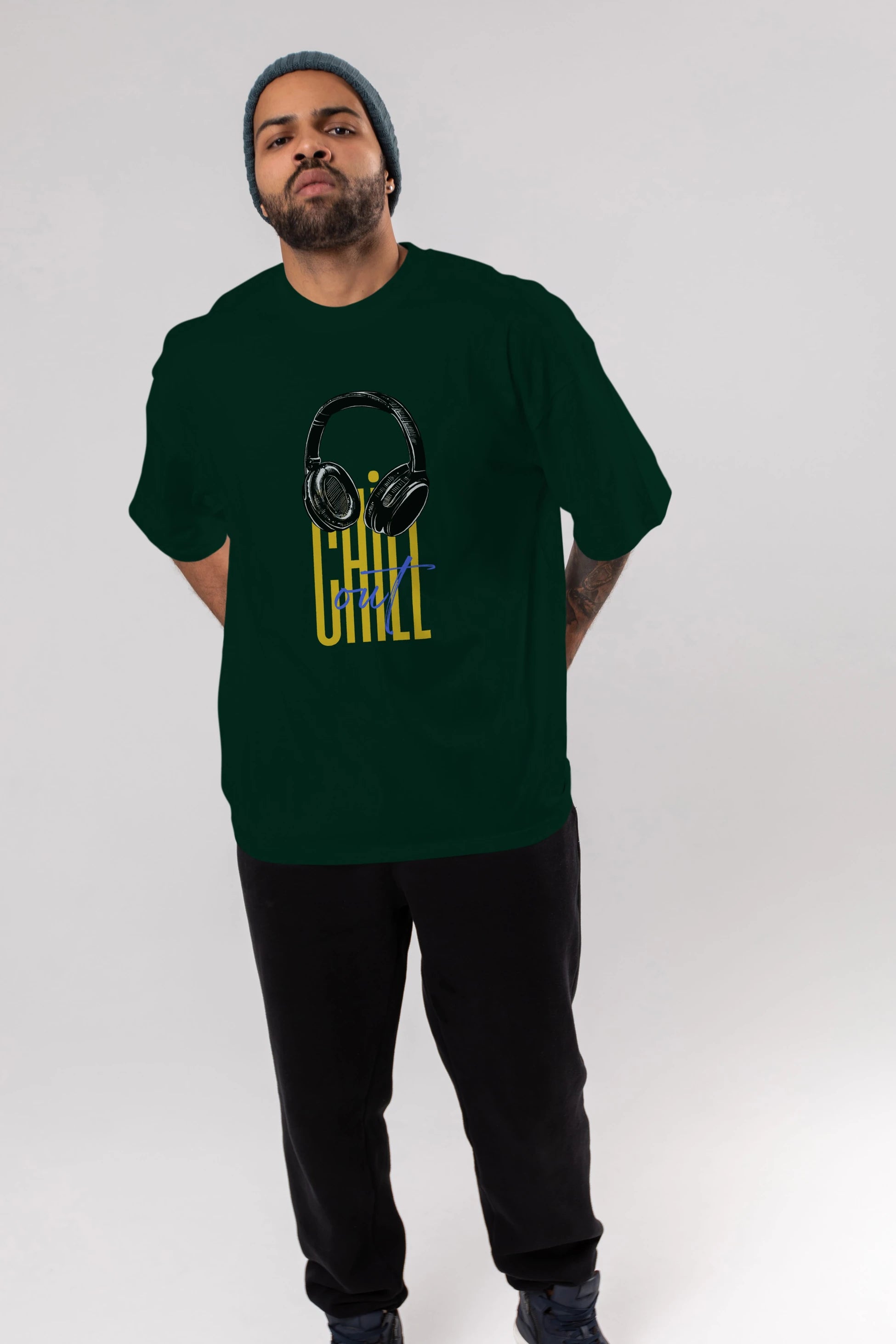 Chill Out Yazılı Ön Baskılı Oversize t-shirt Erkek Kadın Unisex