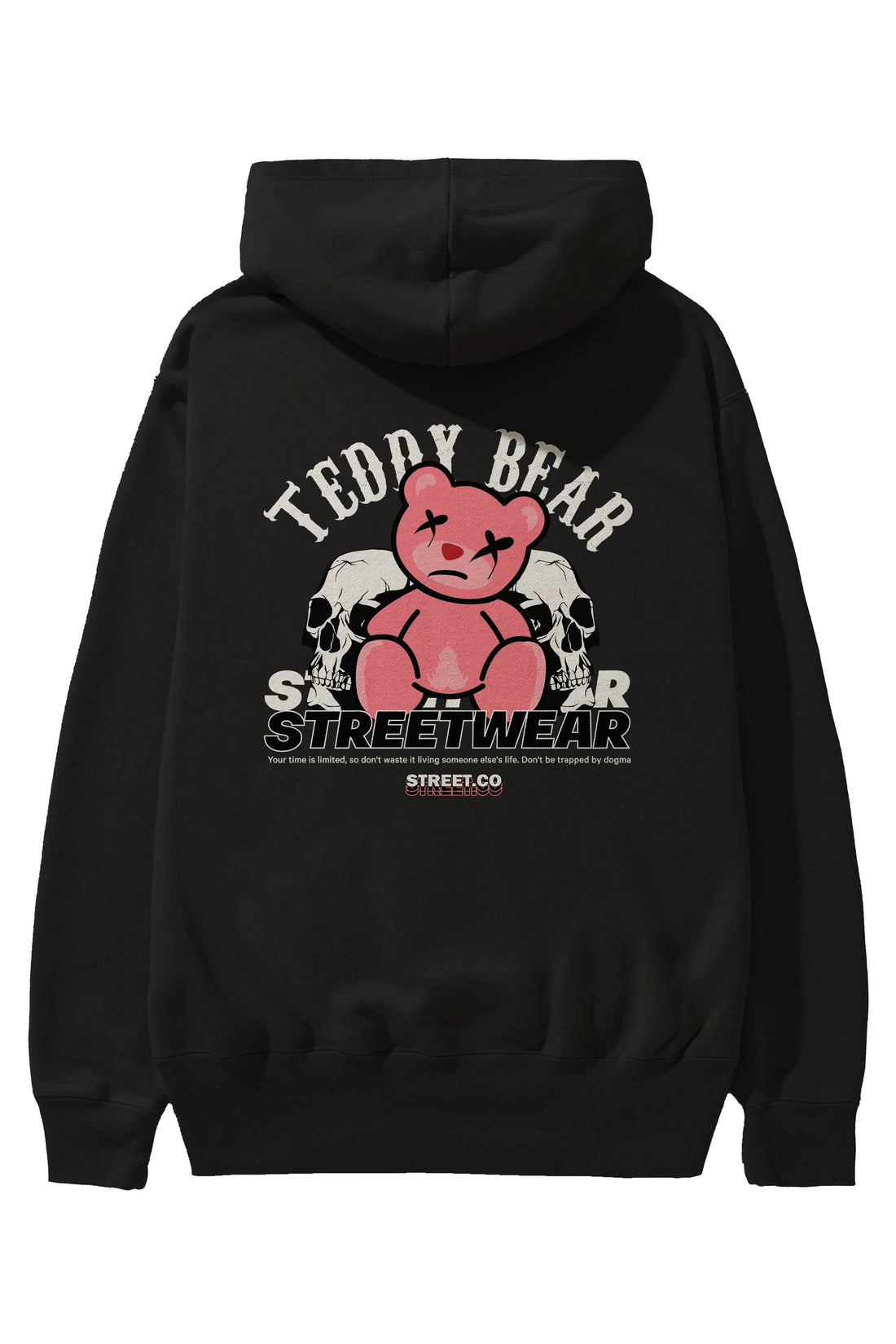 Teddy Bear Streetwear 2 Arka Baskılı Hoodie Oversize Kapüşonlu Sweatshirt Erkek Kadın Unisex