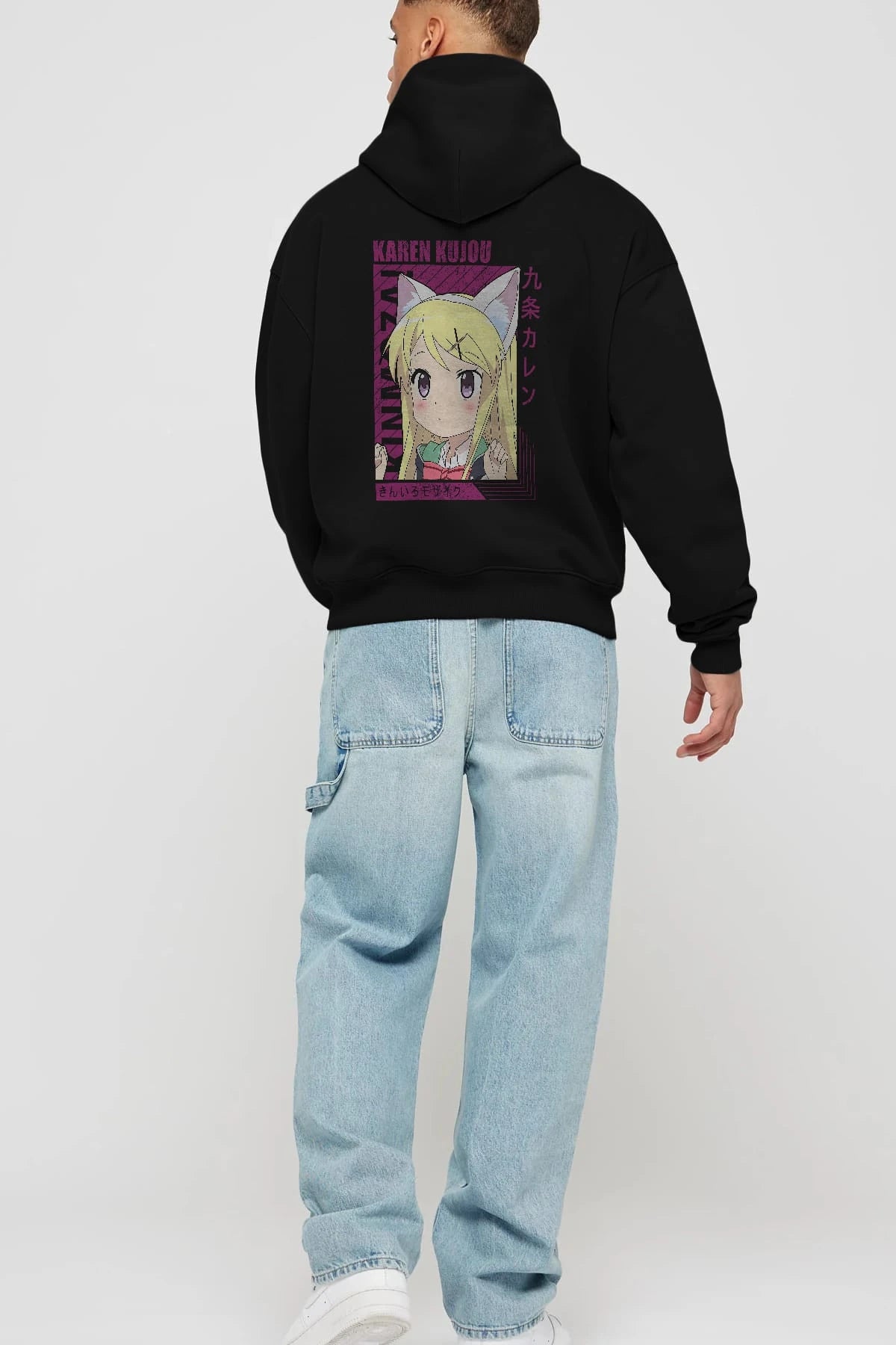 Karen Kujou 4 Anime Arka Baskılı Hoodie Oversize Kapüşonlu Sweatshirt Erkek Kadın Unisex