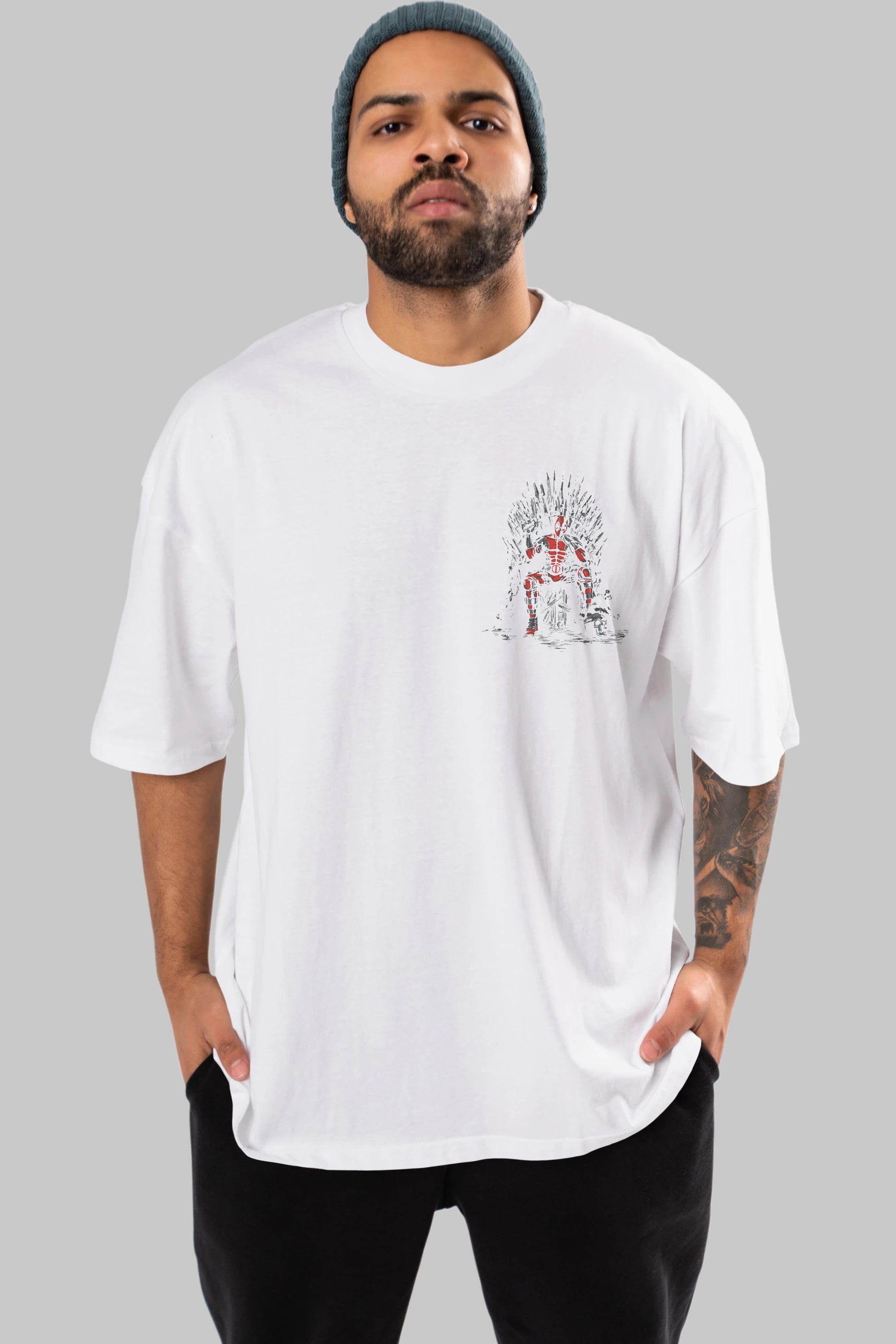 Deadpool (6) Ön Sol Baskılı Oversize t-shirt Erkek Kadın Unisex %100 Pamuk Bisiklet Yaka tişort