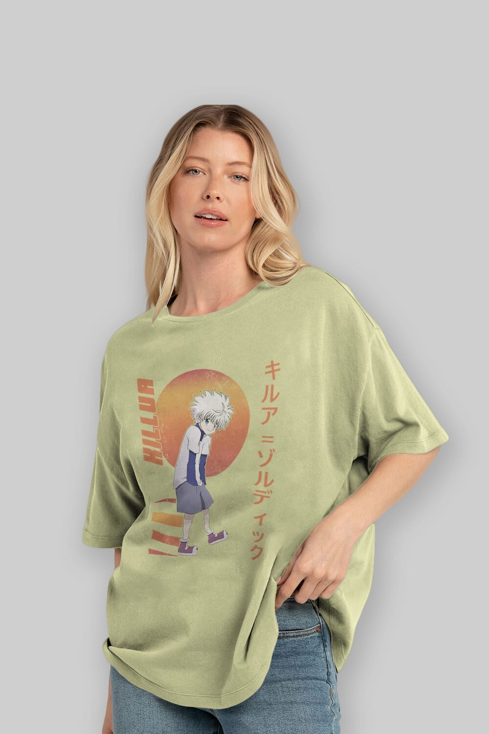 Killua Zoldyck 5 2 Anime Ön Baskılı Oversize t-shirt %100 pamuk Erkek Kadın Unisex
