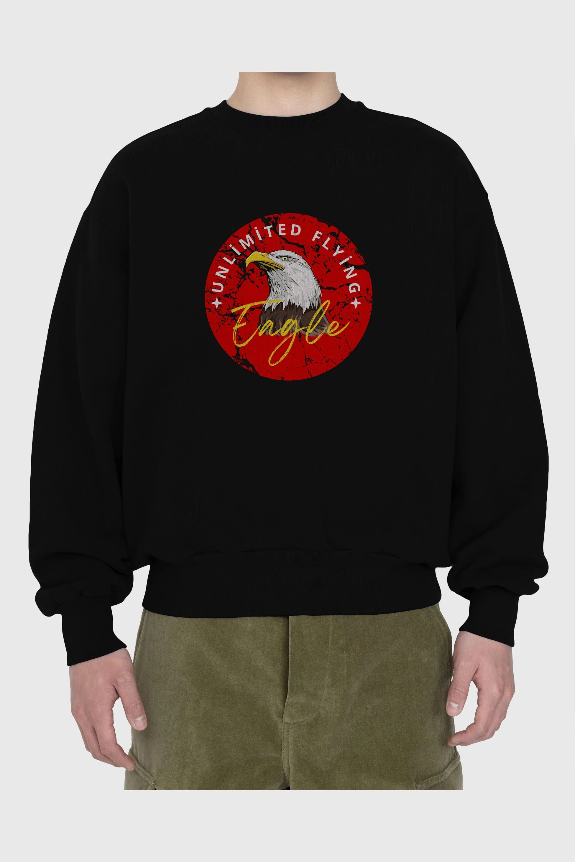 Unlimited Flying Yazılı Ön Baskılı Oversize Sweatshirt Erkek Kadın Unisex