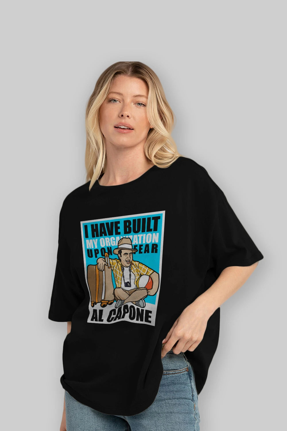 Al Capone Holiday Ön Baskılı Oversize t-shirt Erkek Kadın Unisex %100 Pamuk tişort