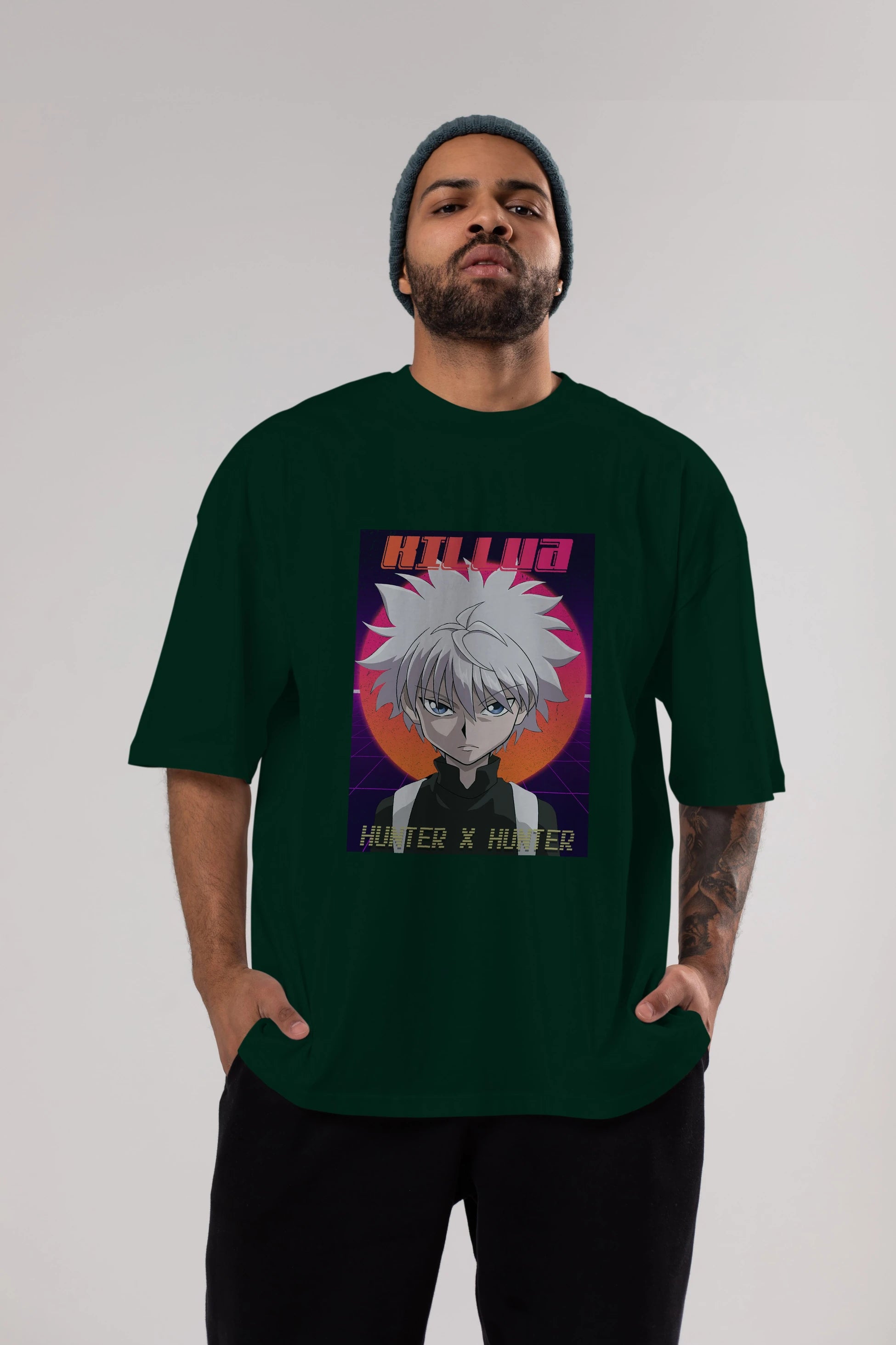 Killua Zoldyck 12 1 Anime Ön Baskılı Oversize t-shirt %100 pamuk Erkek Kadın Unisex