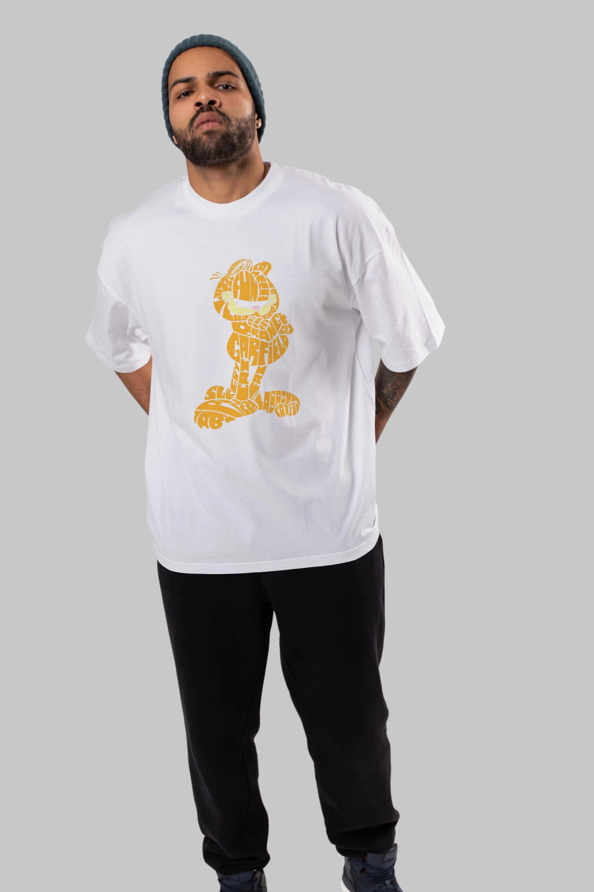 Garfield Ön Baskılı Oversize t-shirt %100 pamuk Erkek Kadın Unisex