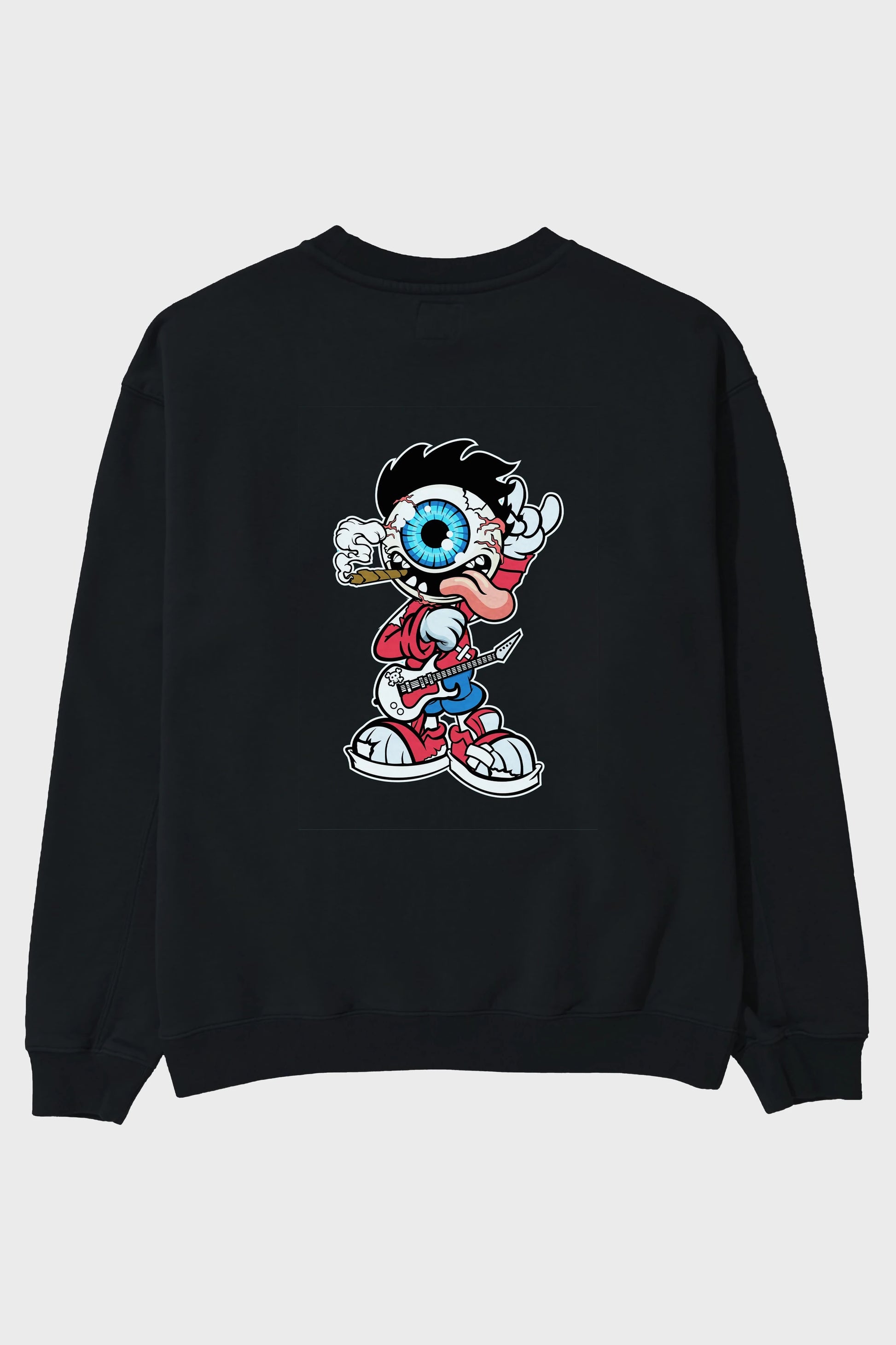 Eyeball Rockstar Arka Baskılı Oversize Sweatshirt Erkek Kadın Unisex
