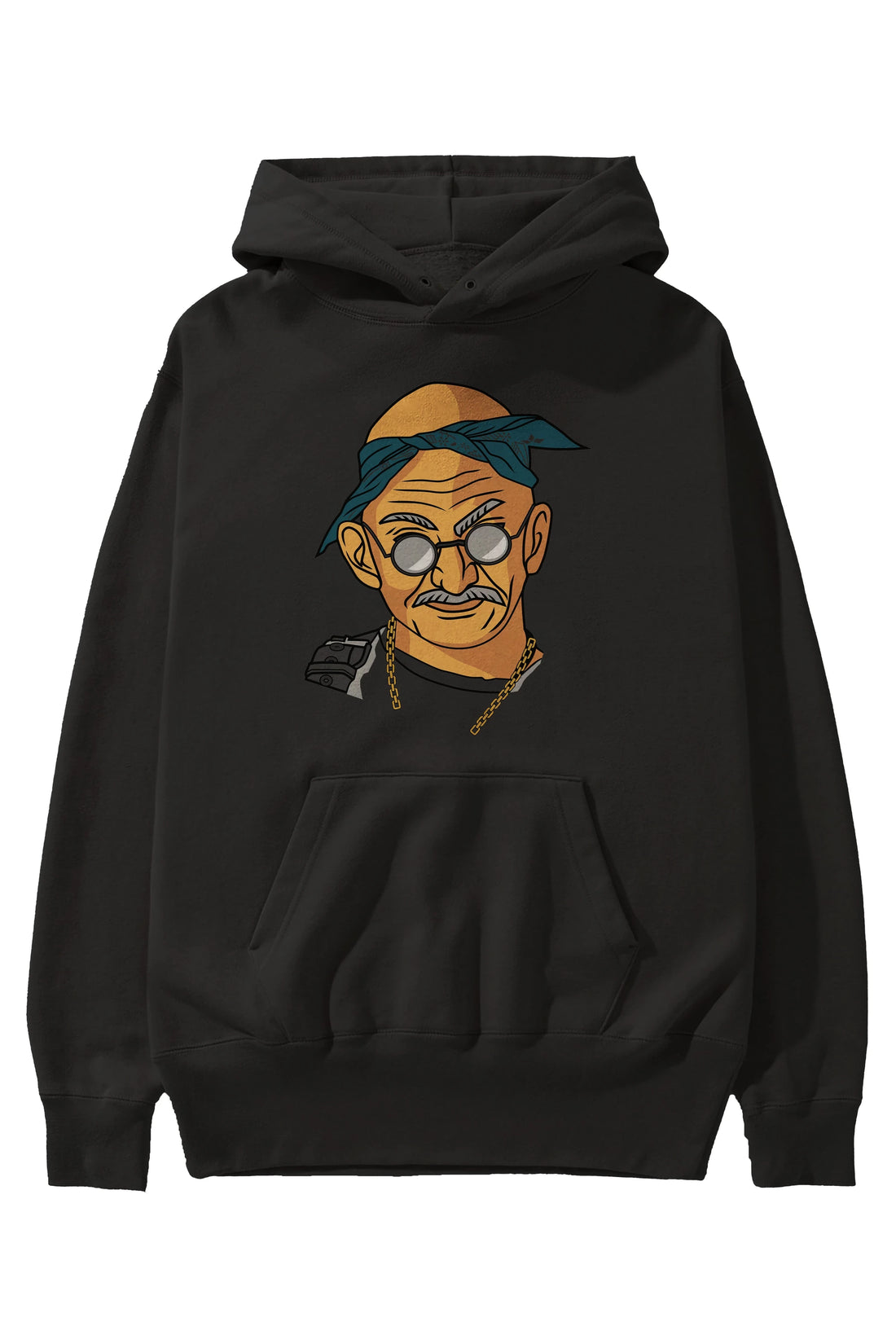 Tupac Gandhi Ön Baskılı Hoodie Oversize Kapüşonlu Sweatshirt Erkek Kadın Unisex
