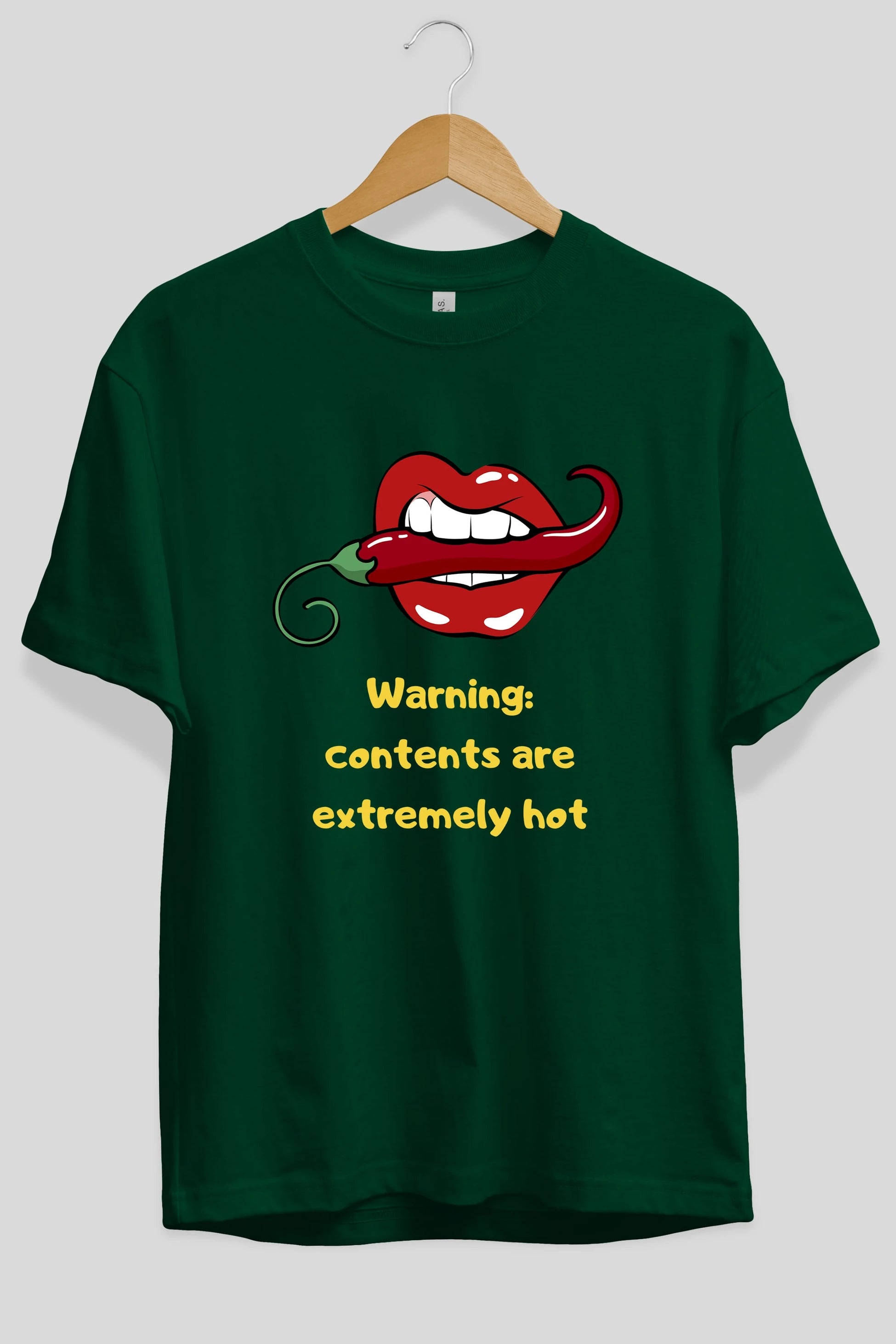 Warning Contents Yazılı Ön Baskılı Oversize t-shirt Erkek Kadın Unisex