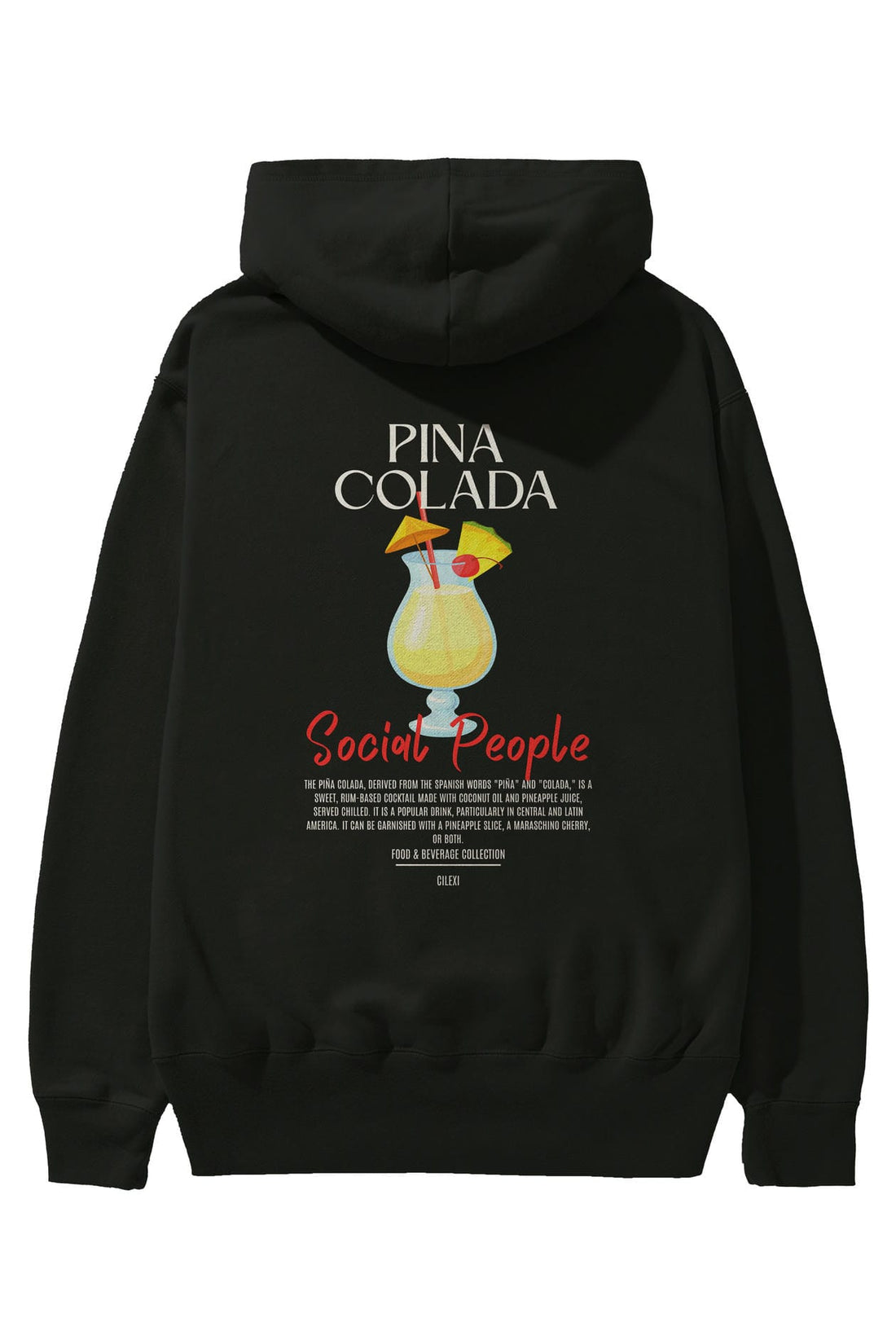 Pina Colada Kokteyl Arka Baskılı Hoodie Oversize Kapüşonlu Sweatshirt Erkek Kadın