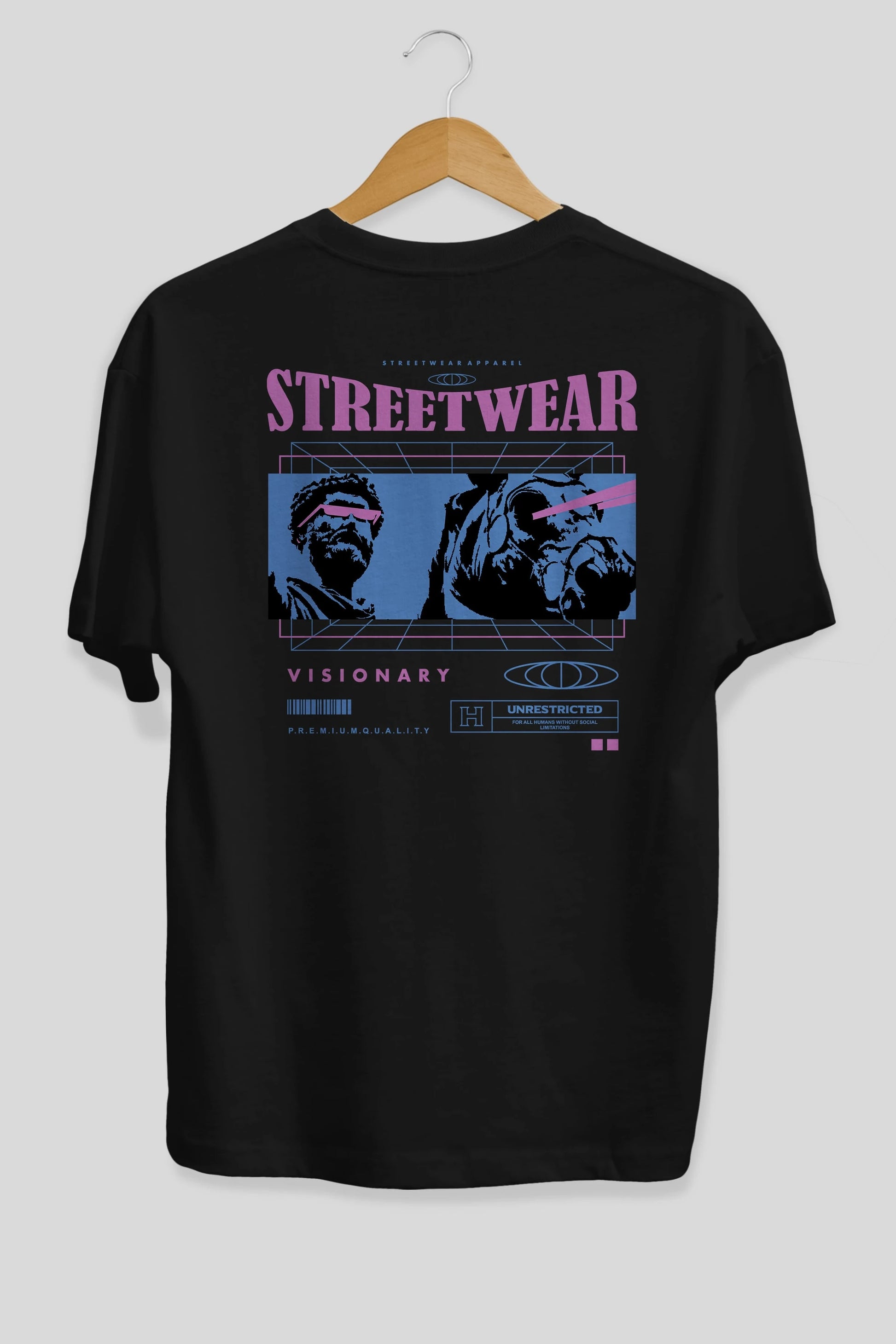 Streetwear Visionary Arka Baskılı Oversize t-shirt Erkek Kadın Unisex