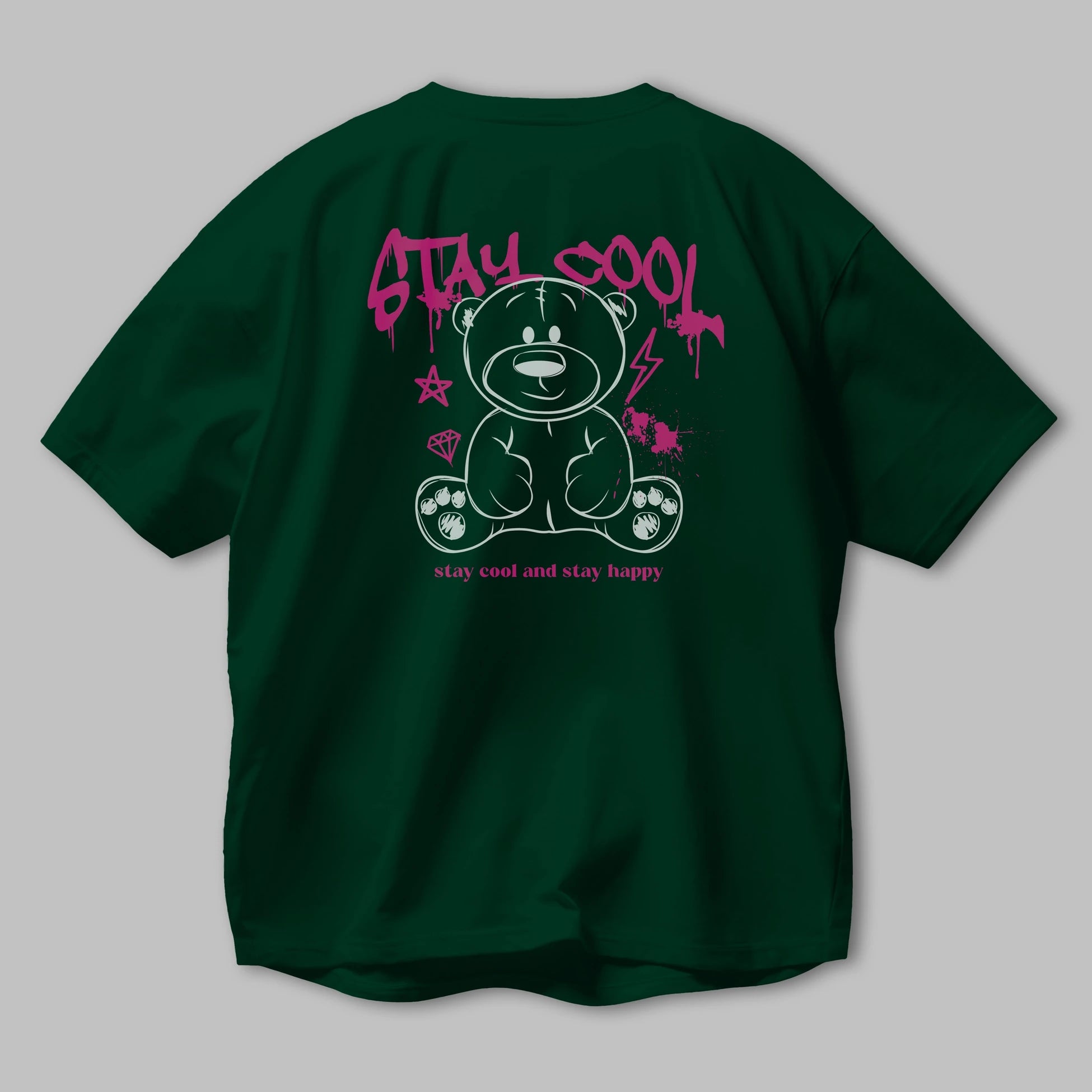 Teddy Bear Stay Cool Arka Baskılı Oversize t-shirt Erkek Kadın Unisex