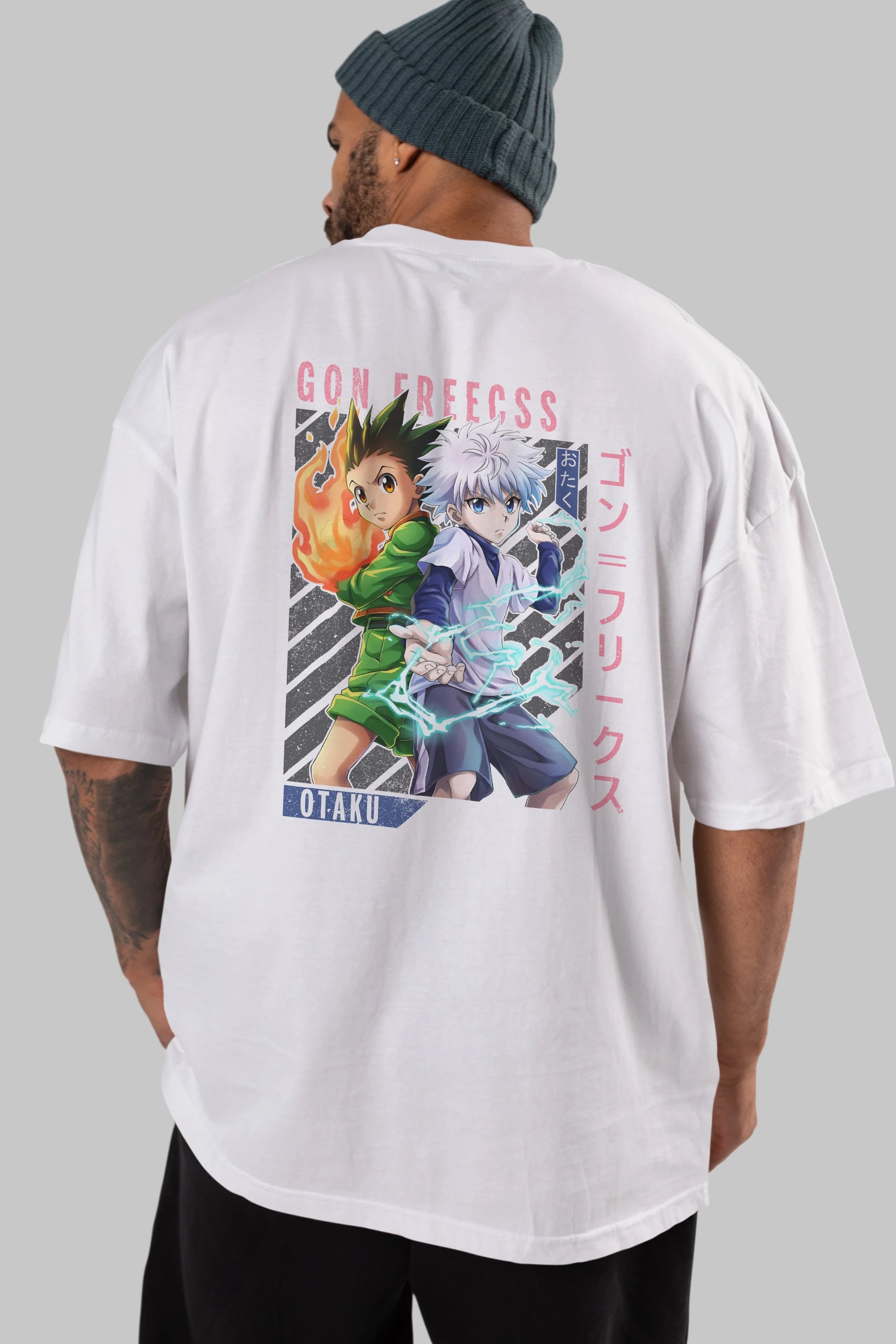 Gon Freecss HUNTER X HUNTER 1 Anime Arka Baskılı Oversize t-shirt Erkek Kadın Unisex
