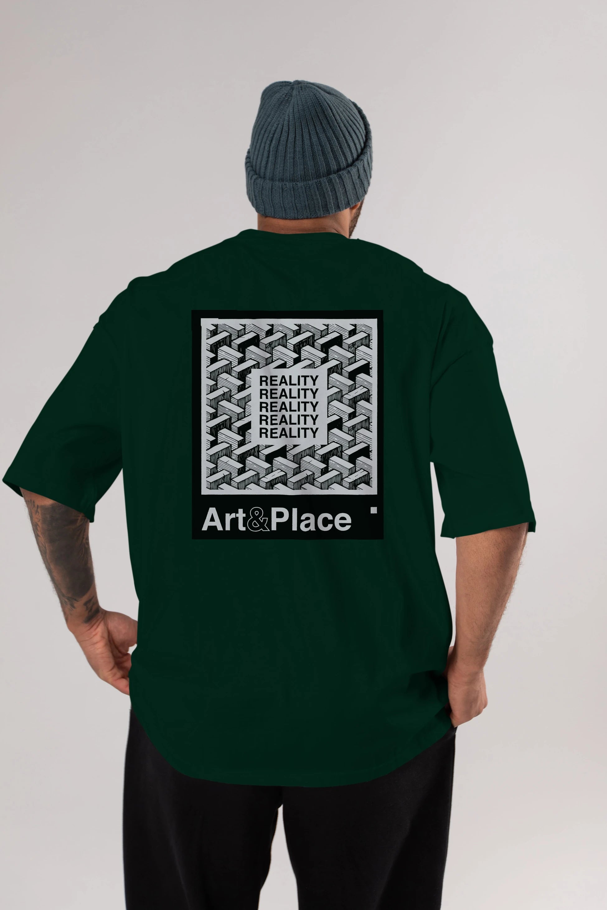 Reality Arka Baskılı Oversize t-shirt Erkek Kadın Unisex