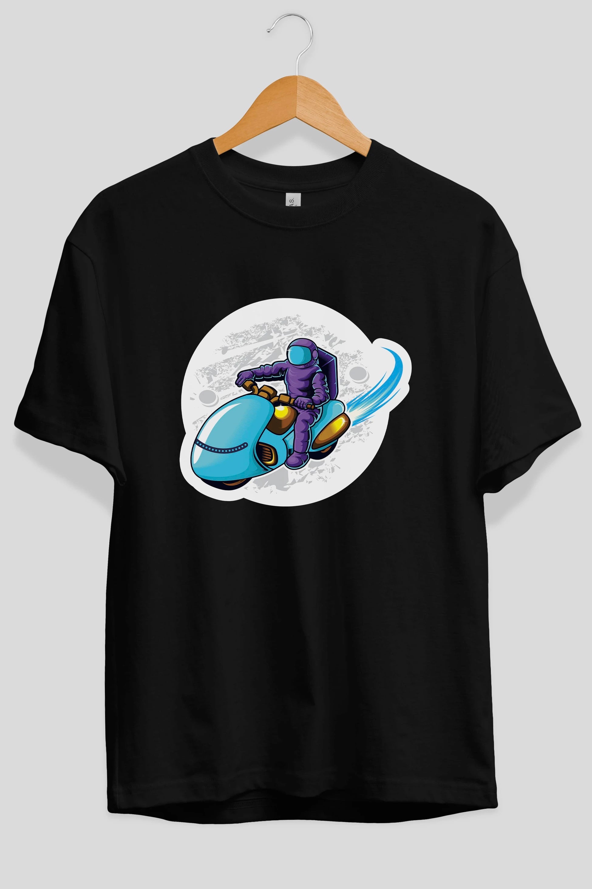 Astrorider in Space Sticker Ön Baskılı Oversize t-shirt Erkek Kadın Unisex