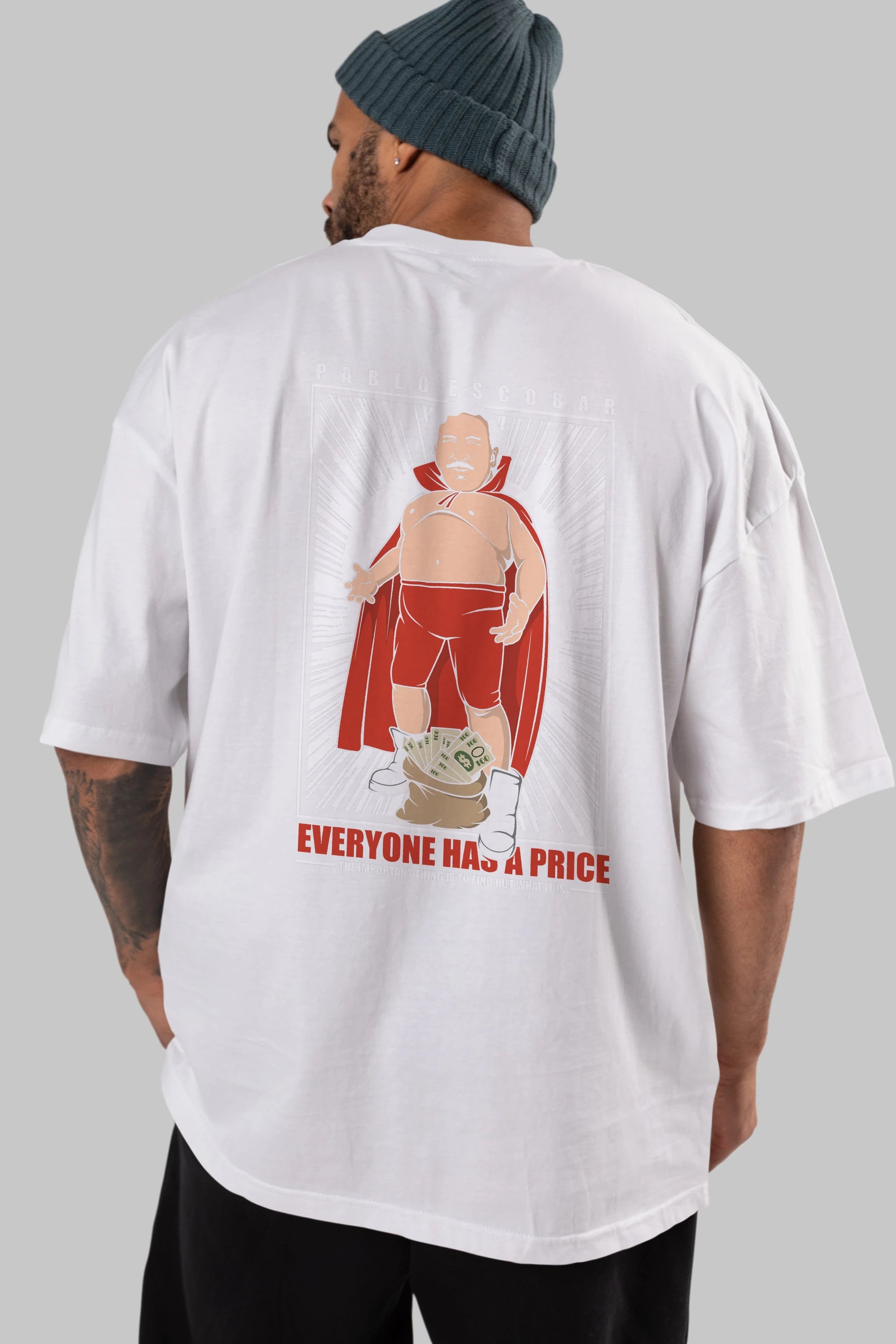 Pablo Escobar Luchador Arka Baskılı Oversize t-shirt Erkek Kadın Unisex %100 Pamuk tişort