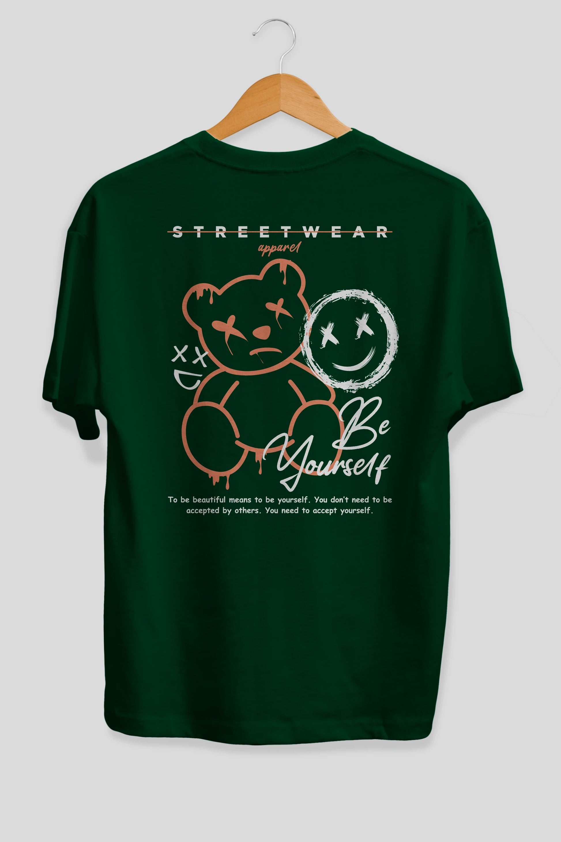 Be Yourself Bear Arka Baskılı Oversize t-shirt Erkek Kadın Unisex