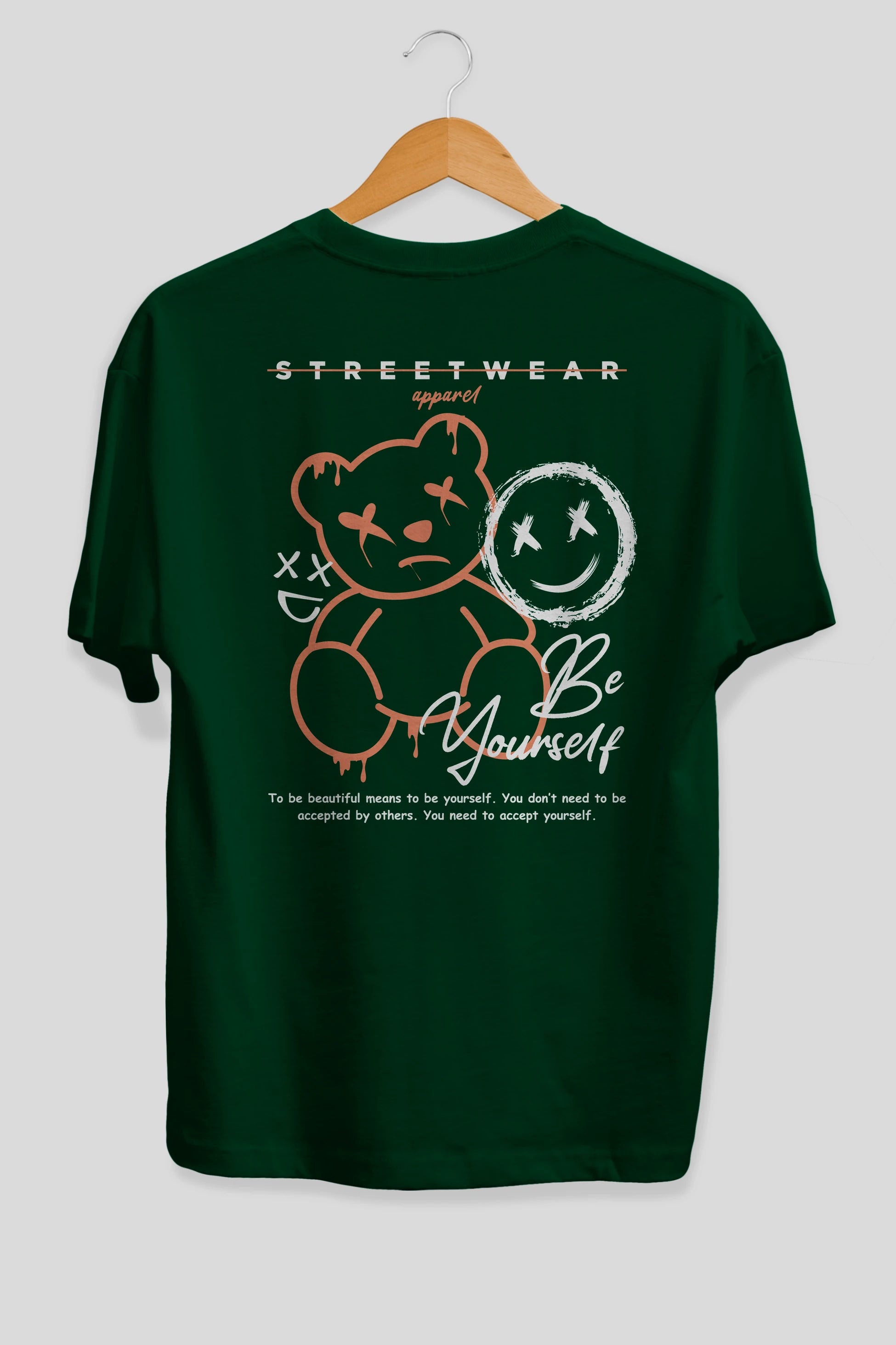 Be Yourself Bear Arka Baskılı Oversize t-shirt Erkek Kadın Unisex