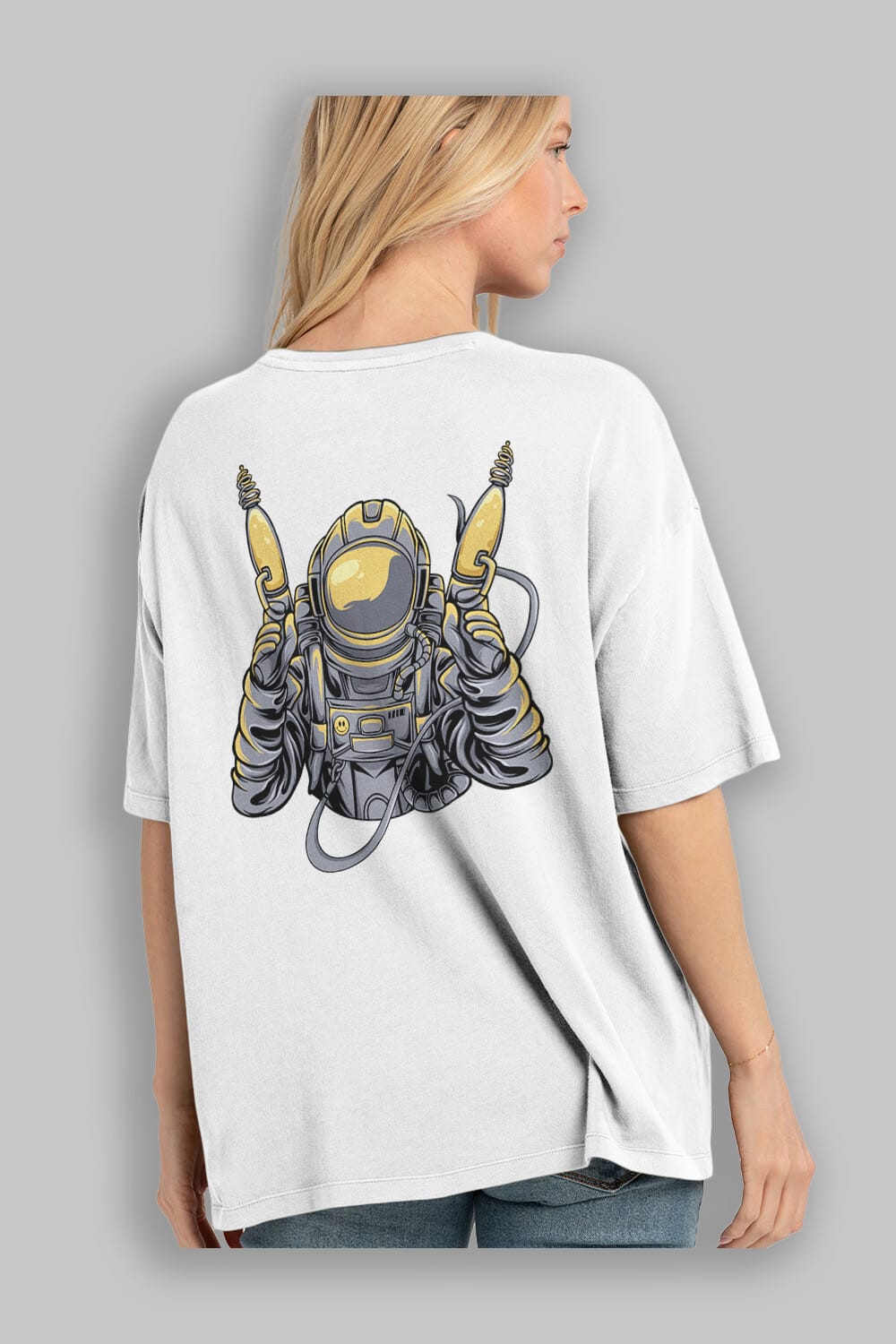 Alien Hunter Arka Baskılı Oversize t-shirt Erkek Kadın Unisex