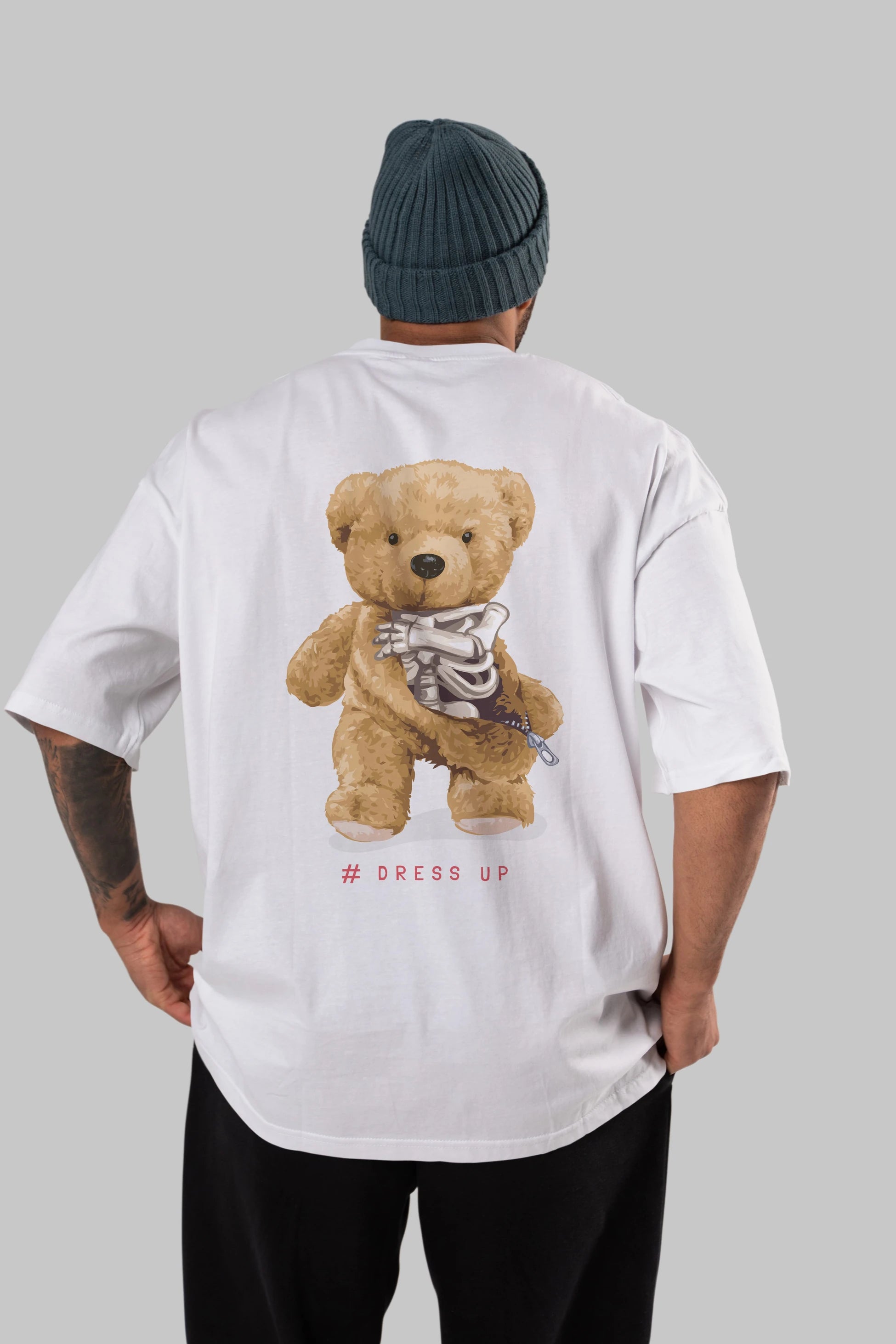 Teddy Bear Dress Up Arka Baskılı Oversize t-shirt Erkek Kadın Unisex %100 Pamuk