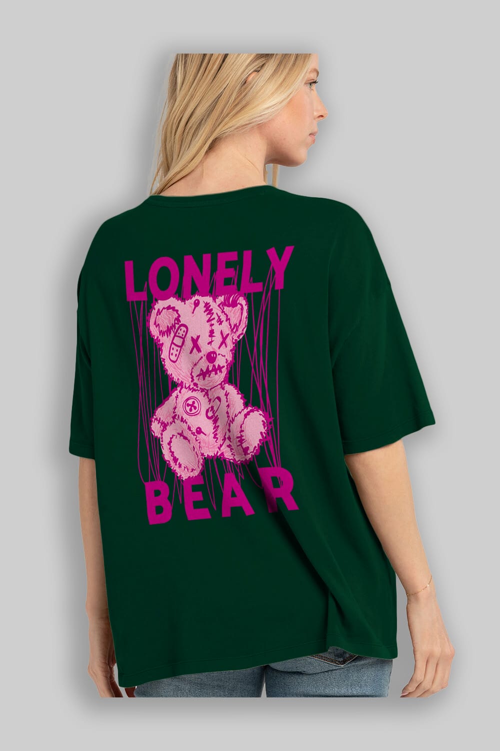 Lonely Bear Arka Baskılı Oversize t-shirt Erkek Kadın Unisex