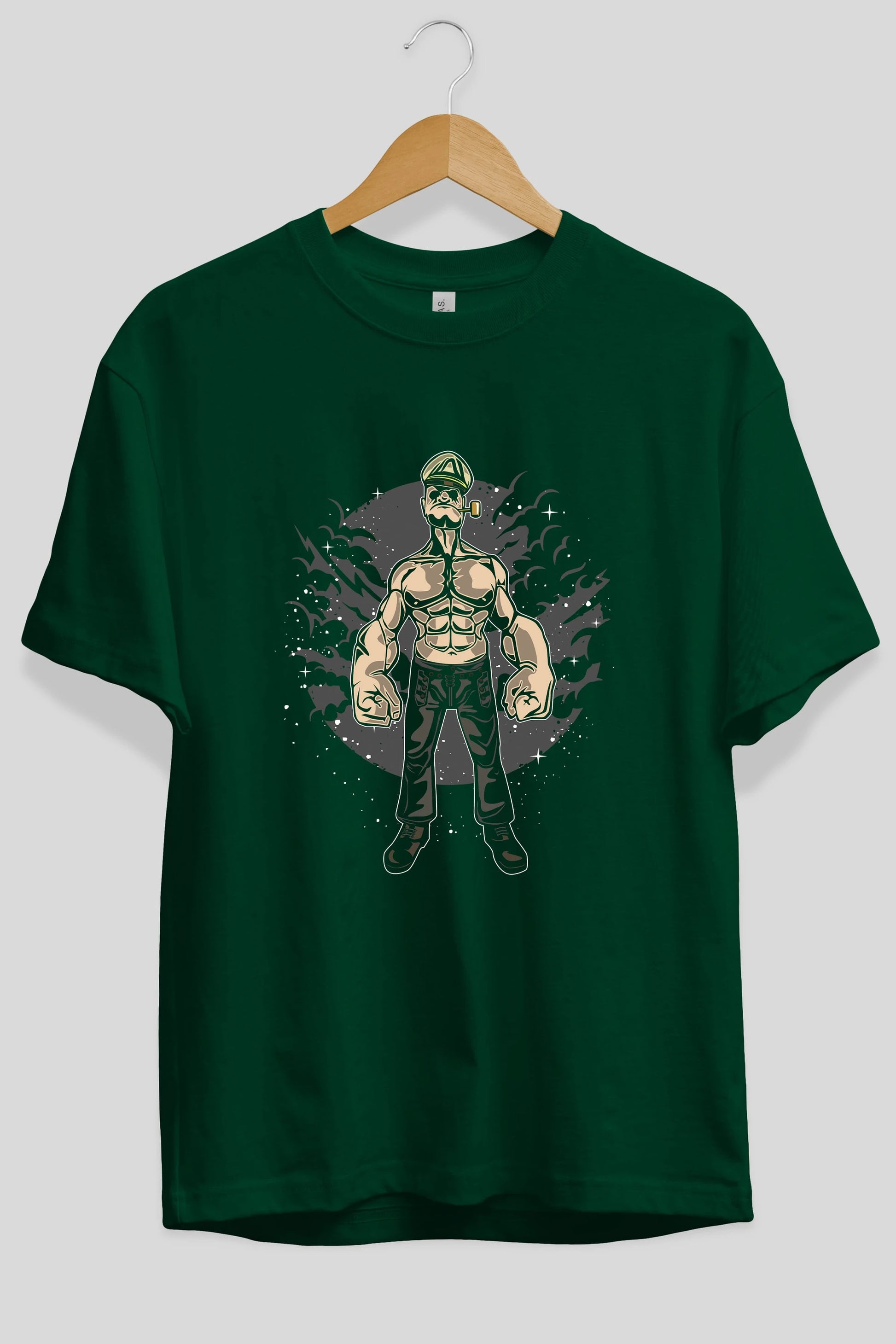 Popeye Ön Baskılı Oversize t-shirt Erkek Kadın Unisex %100 Pamuk tişort
