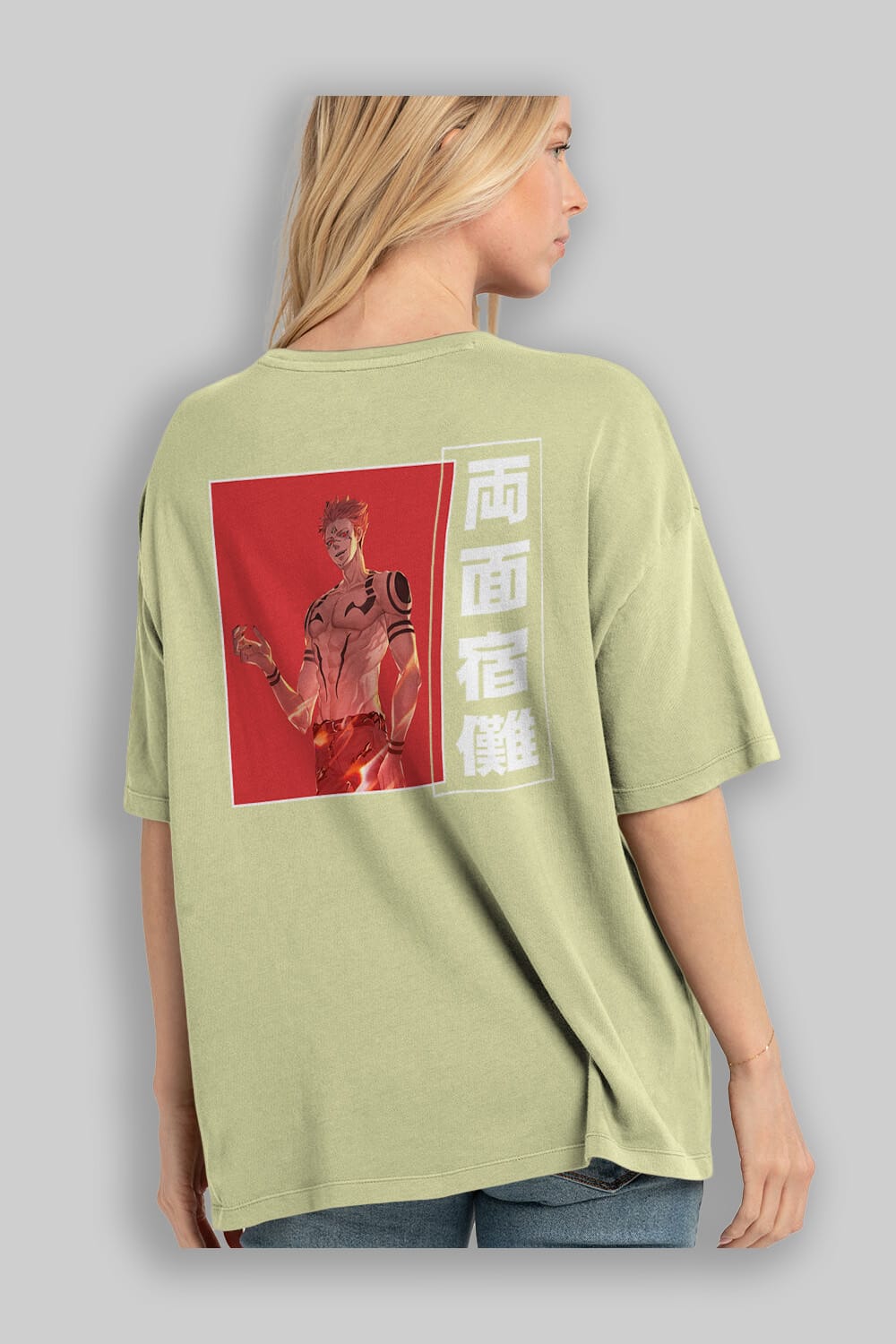 Sukuna Ryoumen 3 Anime Arka Baskılı Oversize t-shirt Erkek Kadın Unisex
