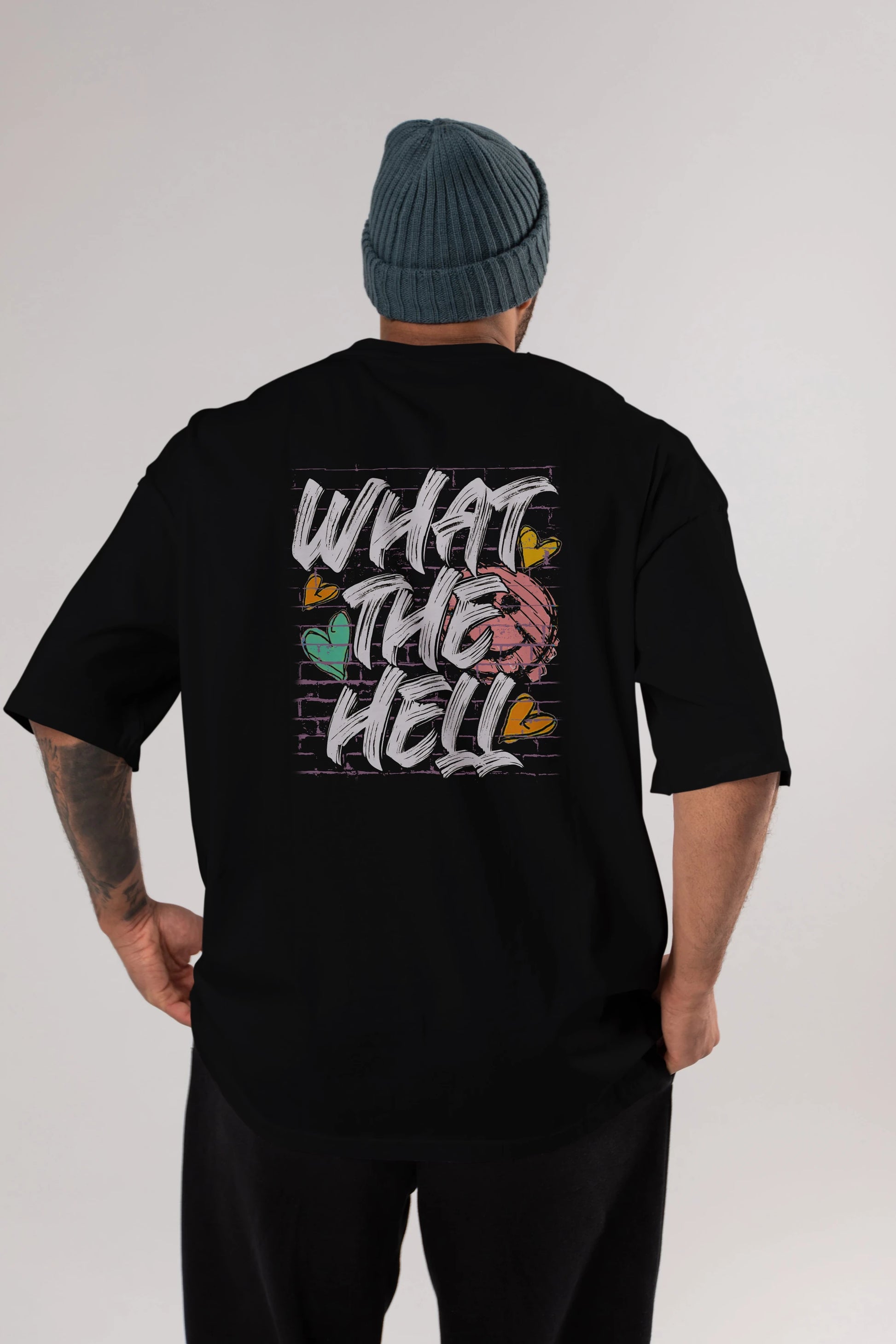 What The Hell Arka Baskılı Oversize t-shirt Erkek Kadın Unisex