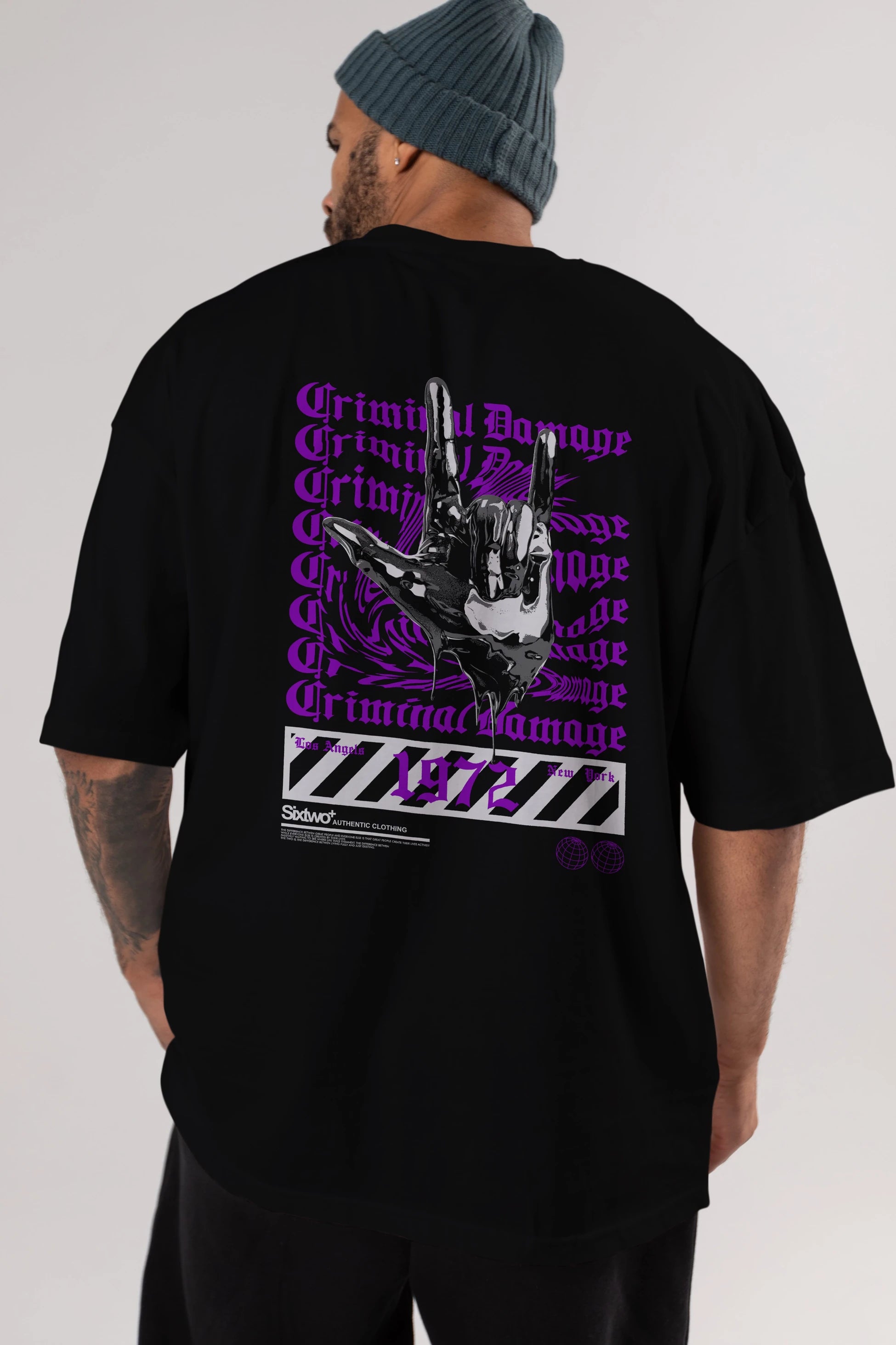 Criminal Damage 2 Arka Baskılı Oversize t-shirt Erkek Kadın Unisex