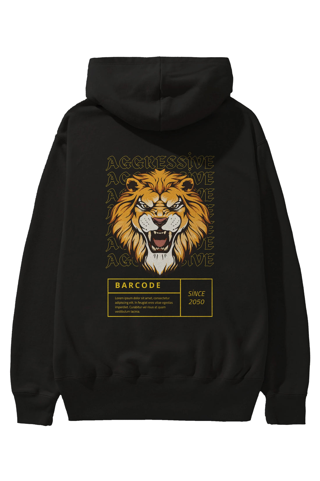 Aggressive Lion Arka Baskılı Oversize Hoodie Kapüşonlu Sweatshirt Erkek Kadın Unisex