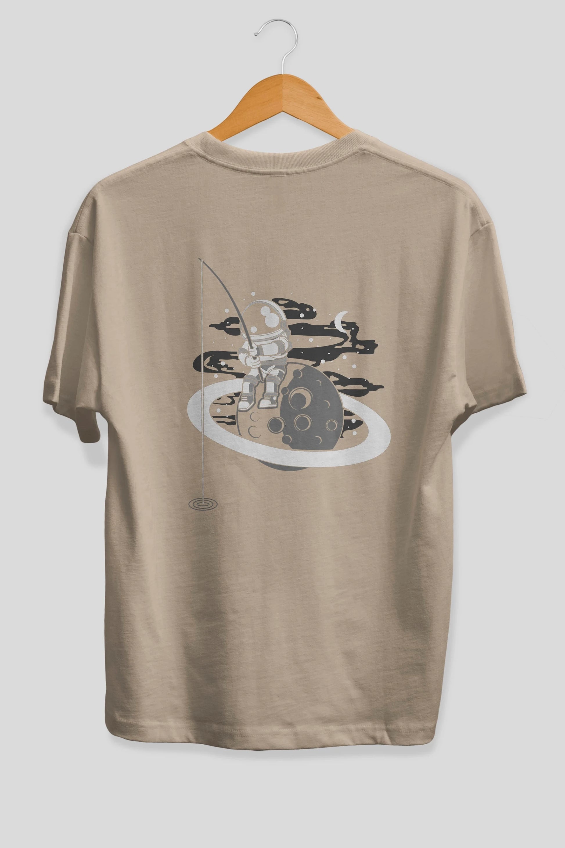 Astronaut  Fishing Arka Baskılı Oversize t-shirt Erkek Kadın Unisex