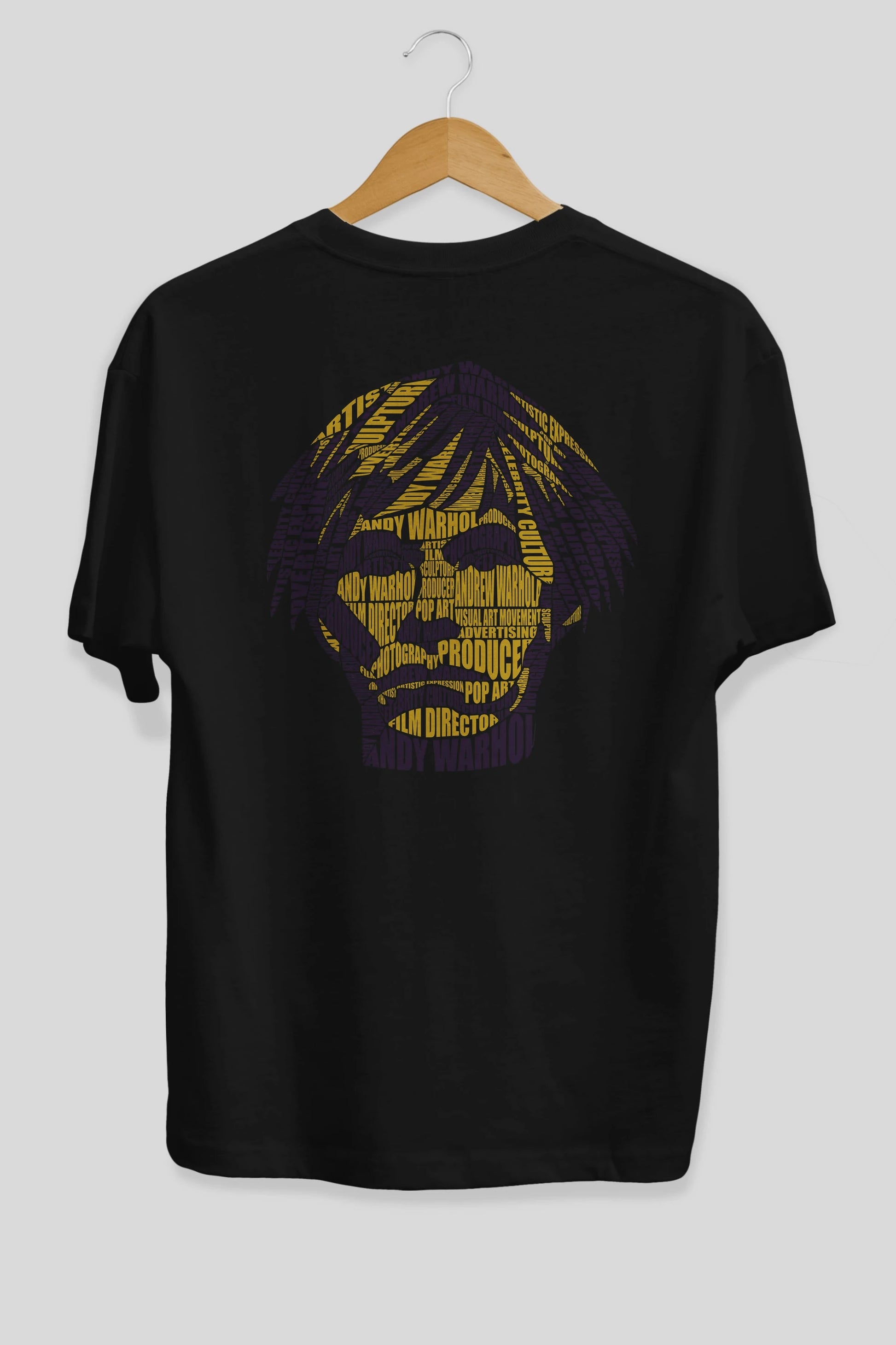 Andy Warhol Calligram Arka Baskılı Oversize t-shirt %100 pamuk Erkek Kadın Unisex