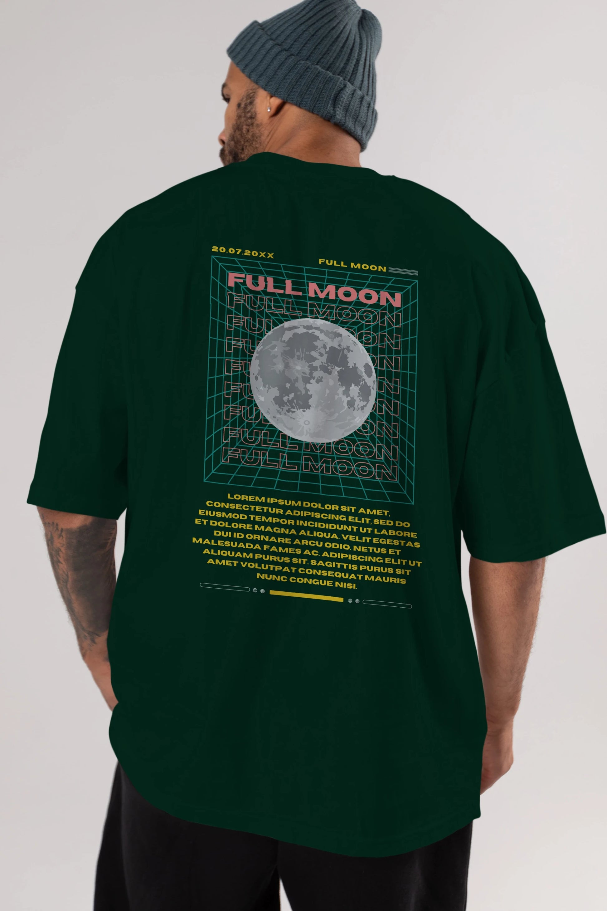 Full Moon Yazılı Arka Baskılı Oversize t-shirt Erkek Kadın Unisex
