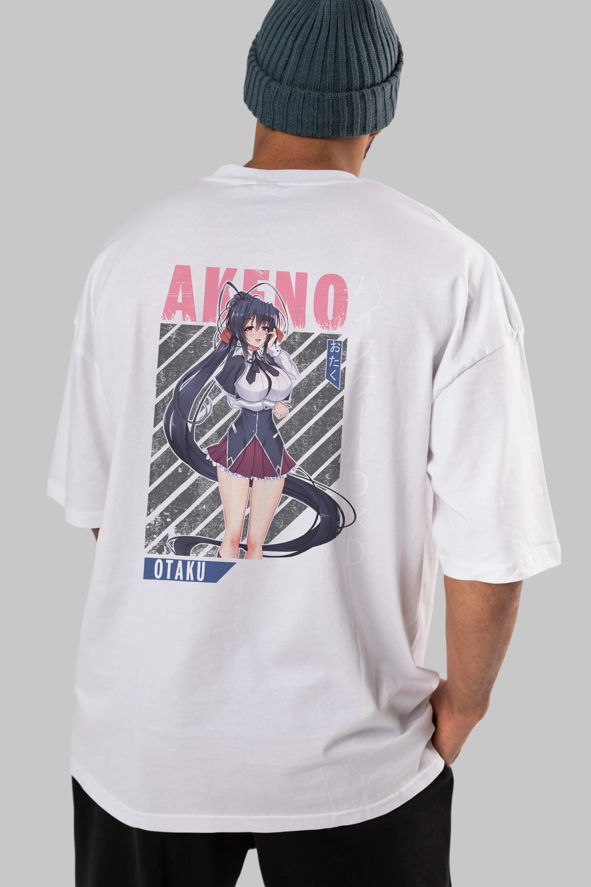Akeno Himejima 4 Anime Arka Baskılı Oversize t-shirt Erkek Kadın Unisex