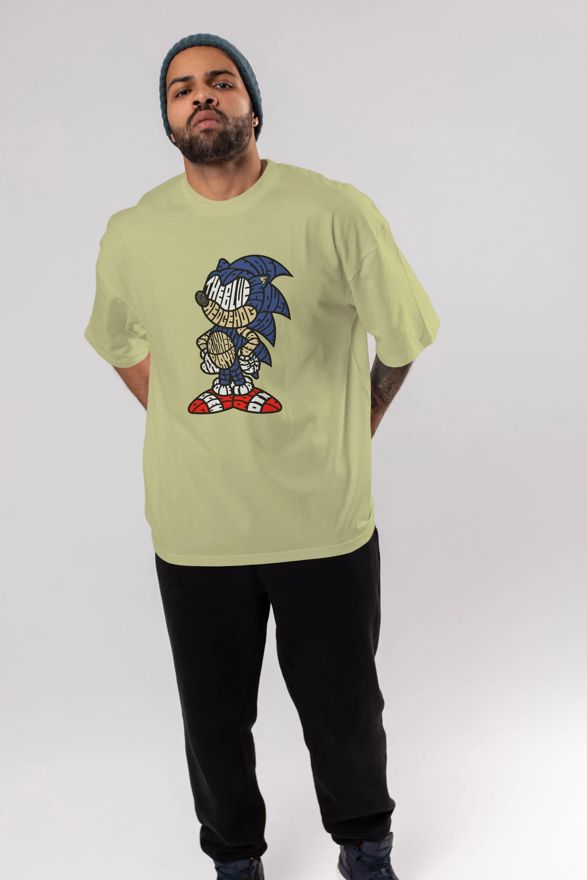 The Blue Hedgehog Ön Baskılı Oversize t-shirt %100 pamuk Erkek Kadın Unisex