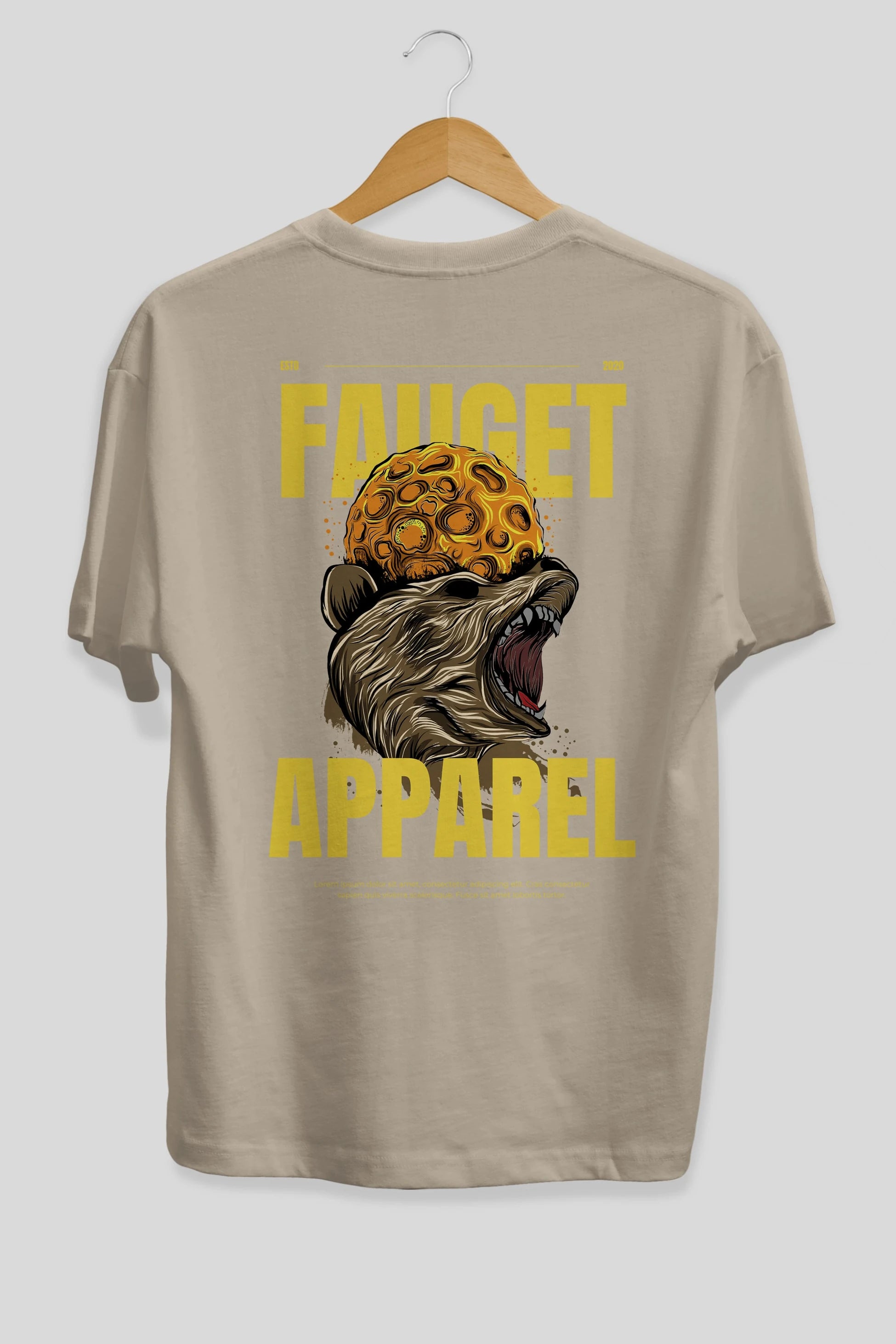 Bear Angry Fauget Apparel Arka Baskılı Oversize t-shirt Erkek Kadın Unisex