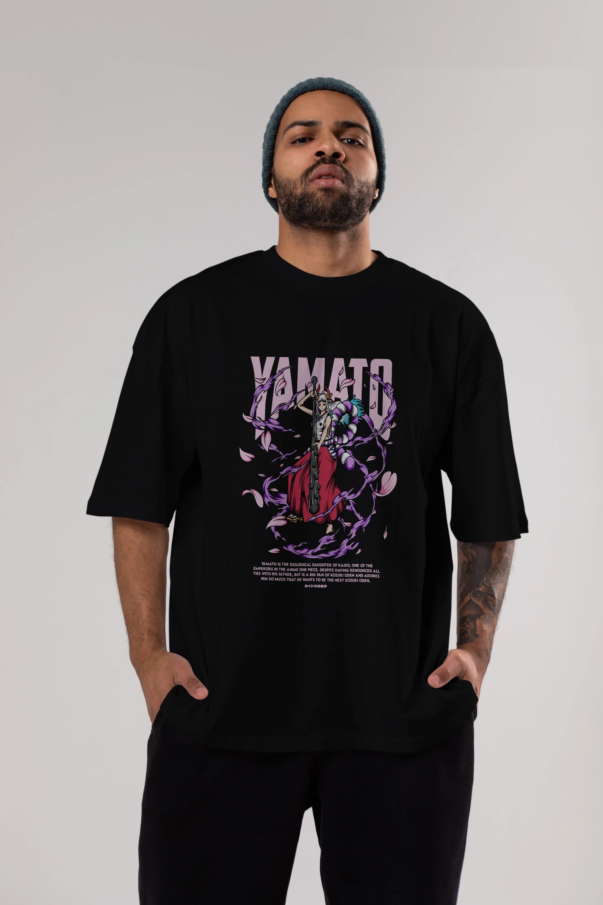 Yamato Anime Ön Baskılı Oversize t-shirt %100 pamuk Erkek Kadın Unisex