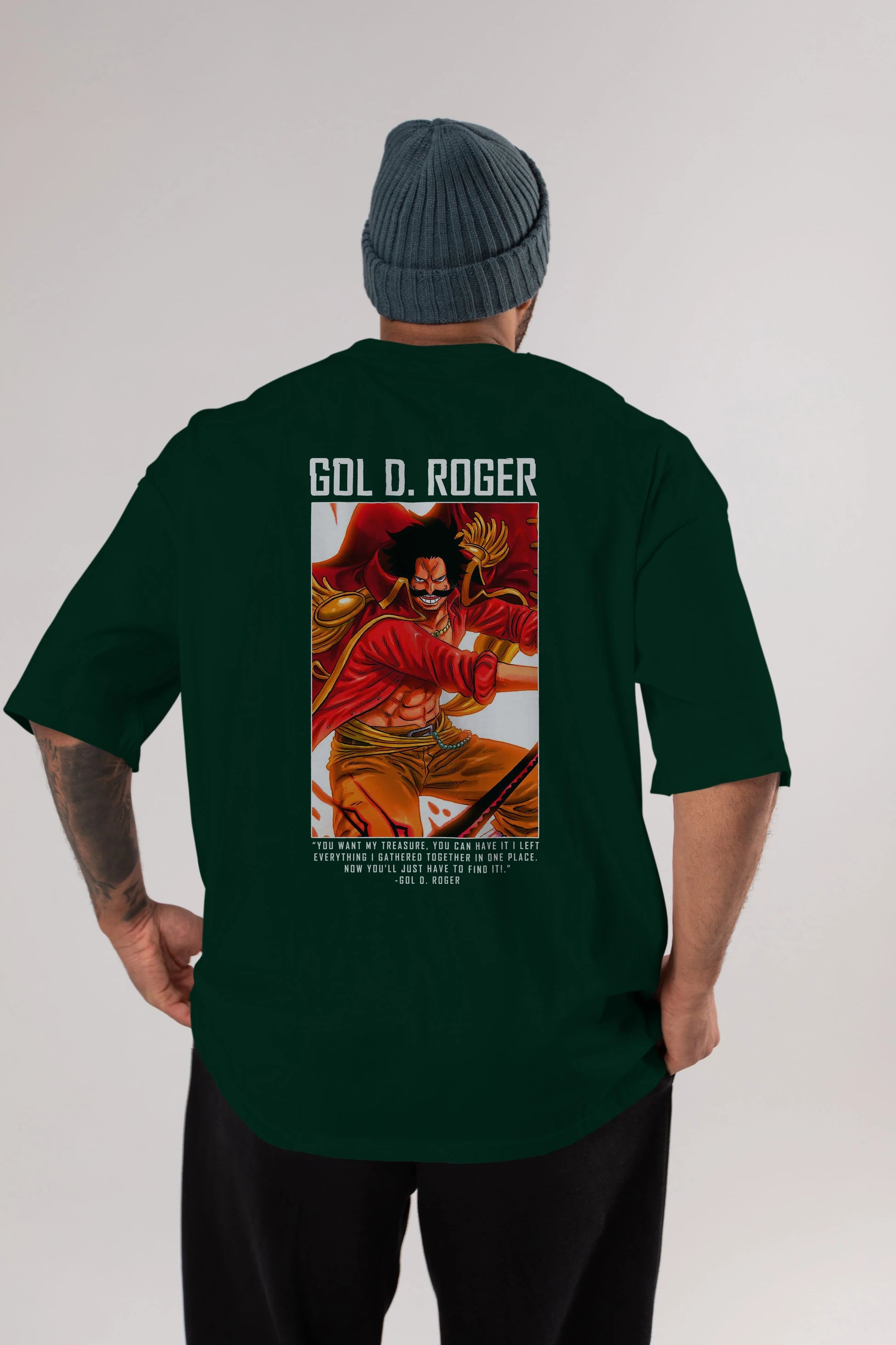 Gol D. Roger Anime Arka Baskılı Oversize t-shirt Erkek Kadın Unisex %100 pamuk tişort