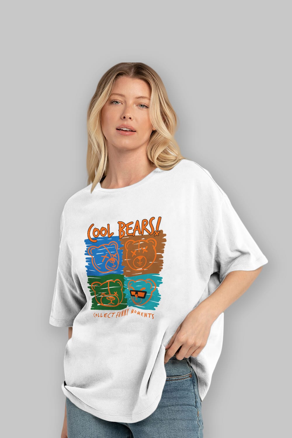 Cool Bears Ön Baskılı Oversize t-shirt Erkek Kadın Unisex