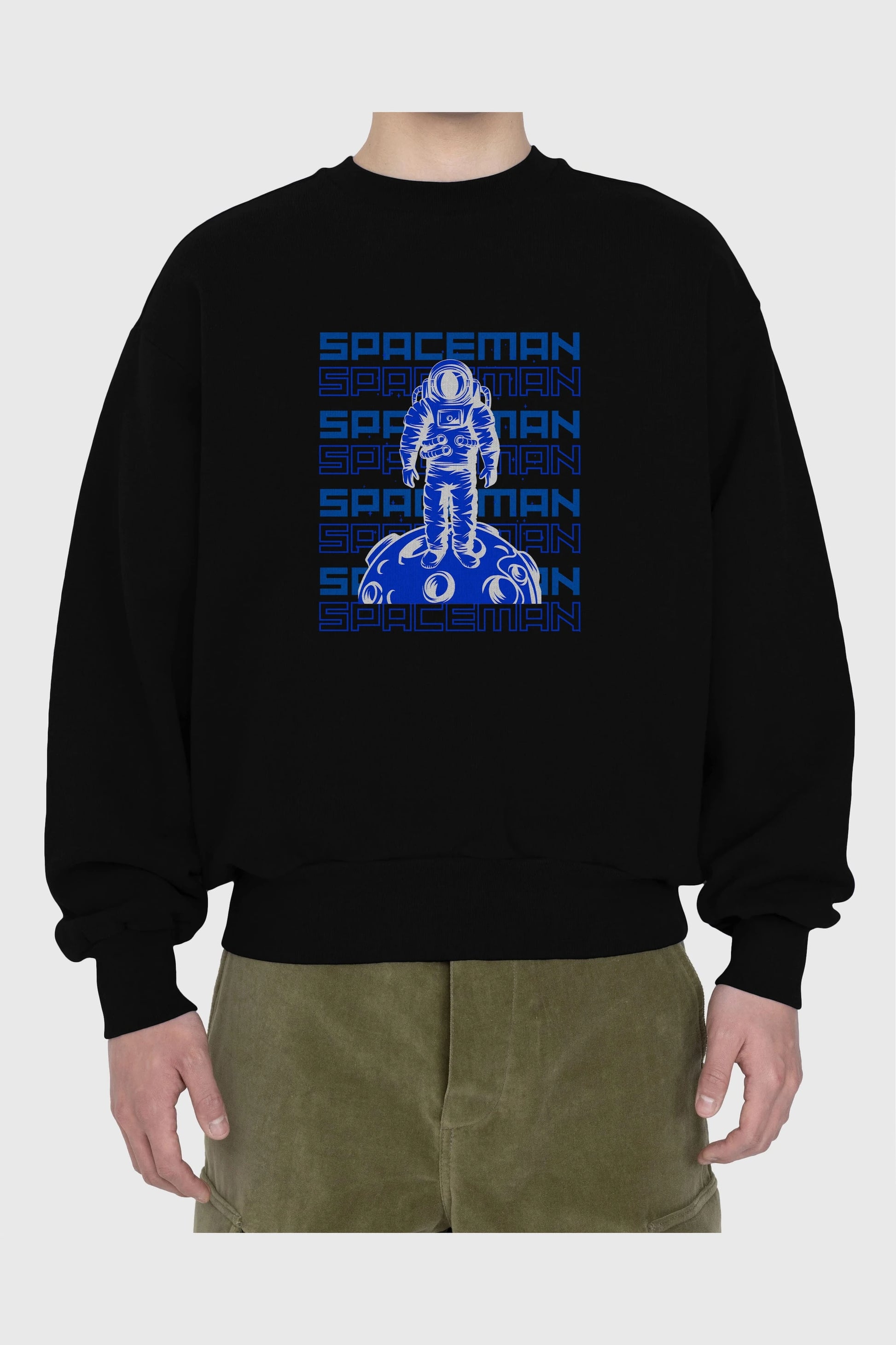 Spaceman Yazılı Ön Baskılı Oversize Sweatshirt Erkek Kadın Unisex