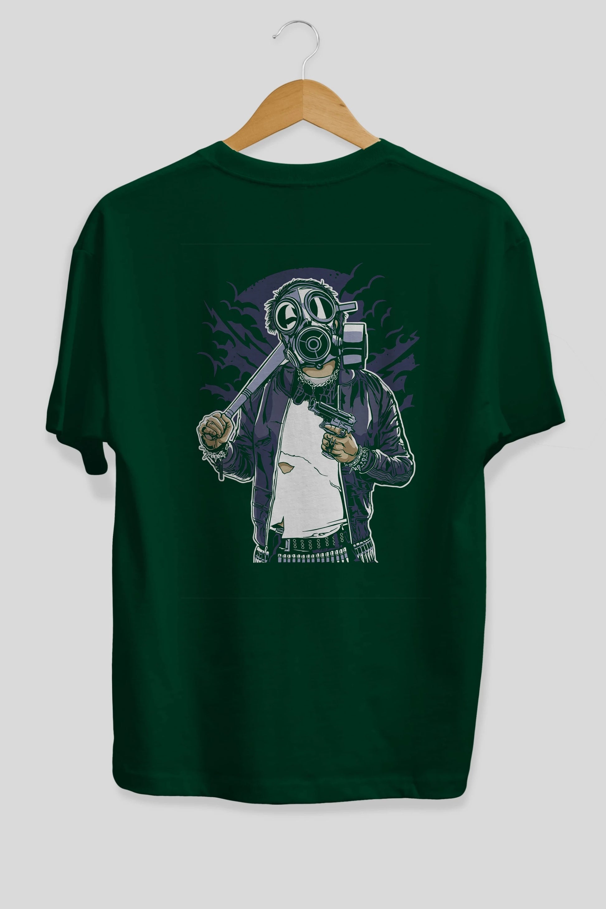 Gasmask Bastard Arka Baskılı Oversize t-shirt Erkek Kadın Unisex %100 Pamuk