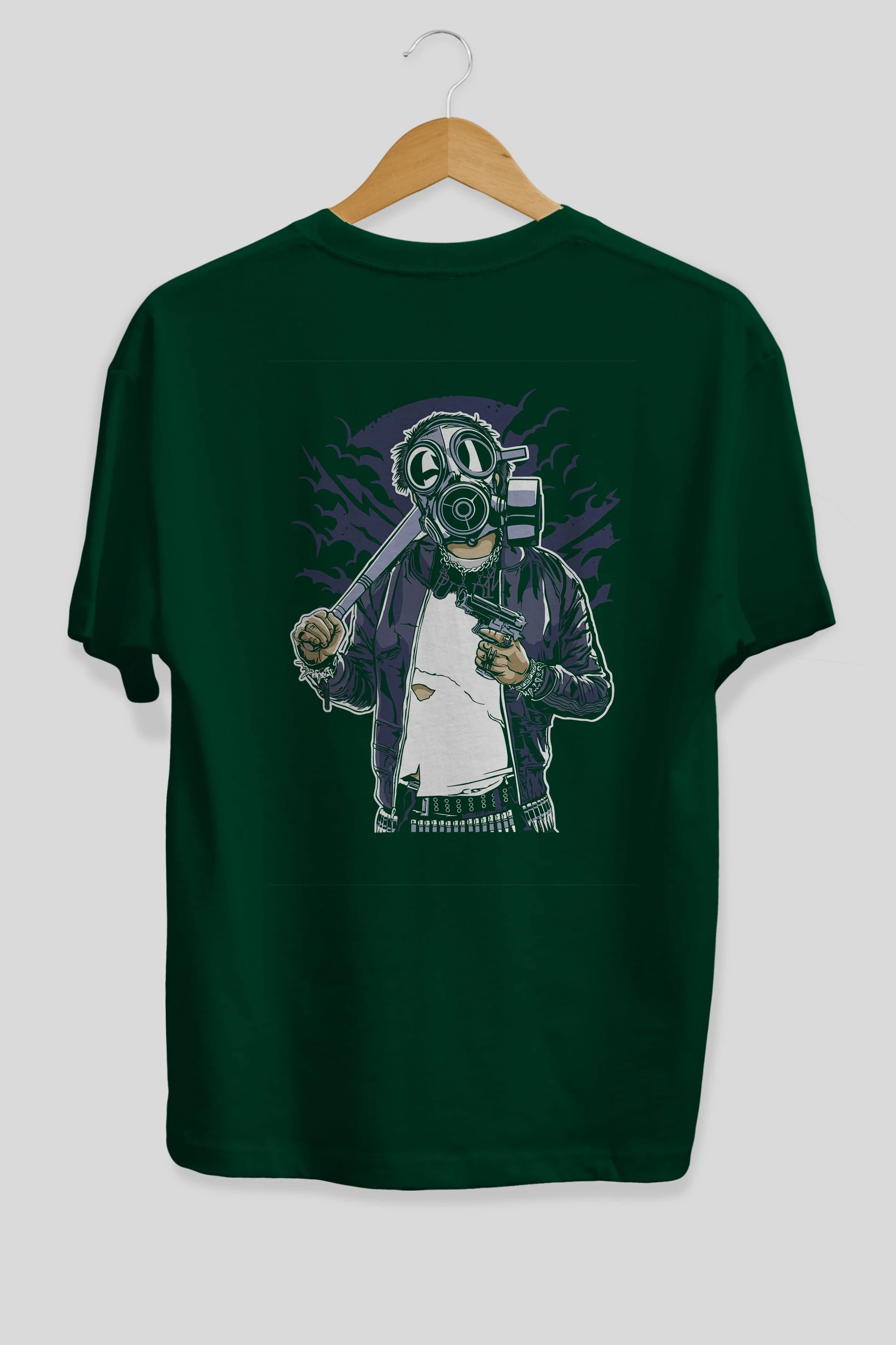 Gasmask Bastard Arka Baskılı Oversize t-shirt Erkek Kadın Unisex %100 Pamuk
