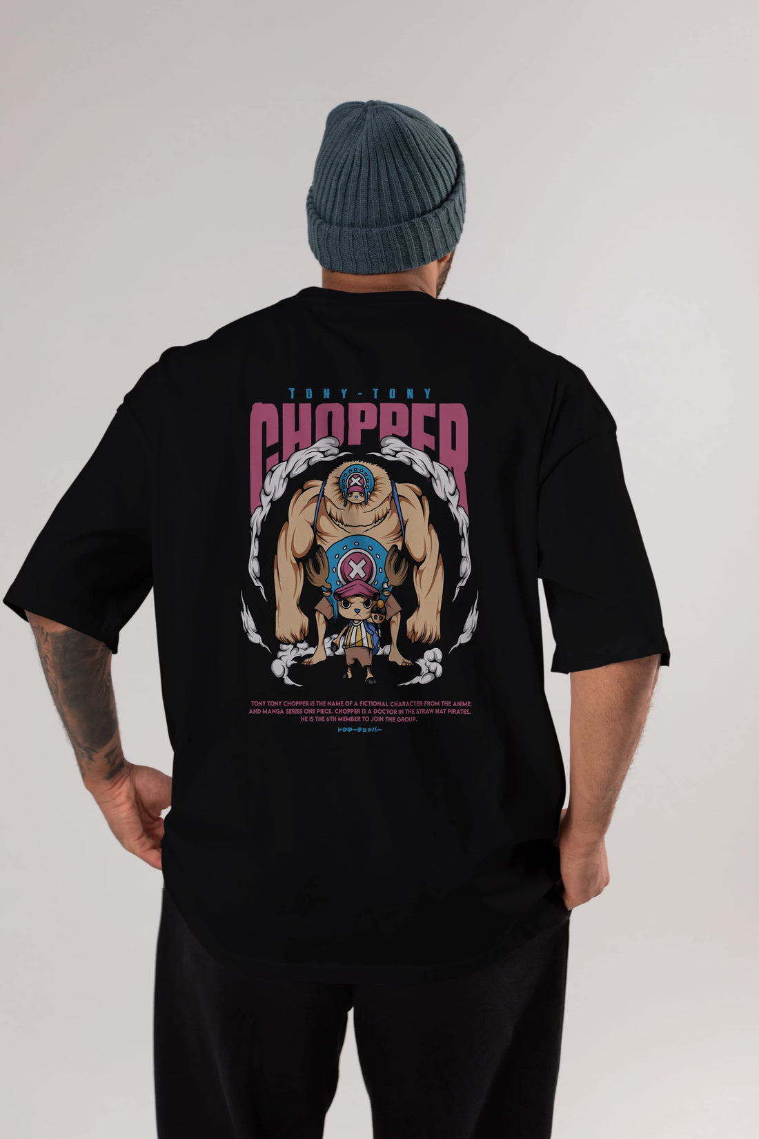 Tony Tony Chopper Anime Arka Baskılı Oversize t-shirt Erkek Kadın Unisex