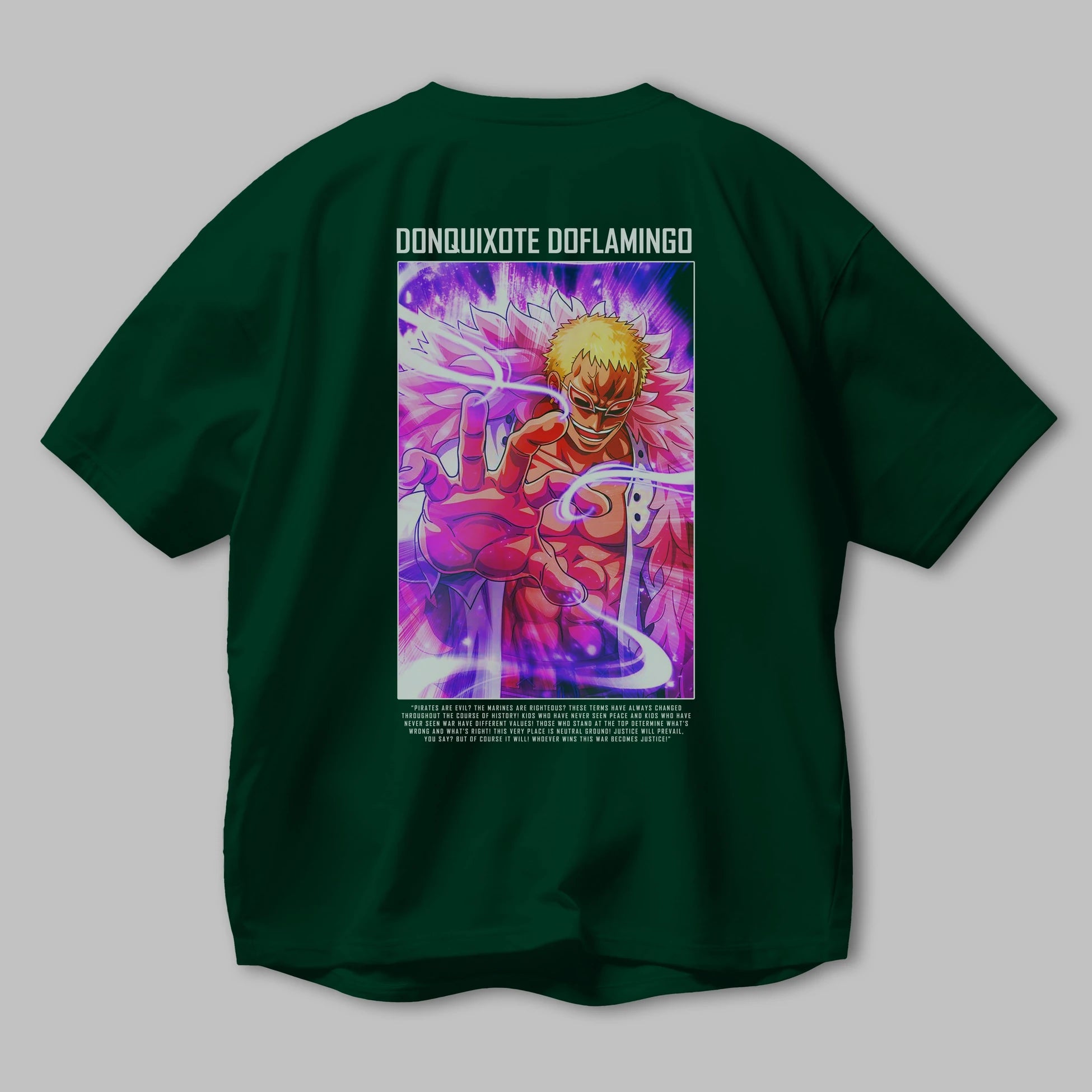Doflamingo Anime Arka Baskılı Oversize t-shirt Erkek Kadın Unisex %100 pamuk tişort