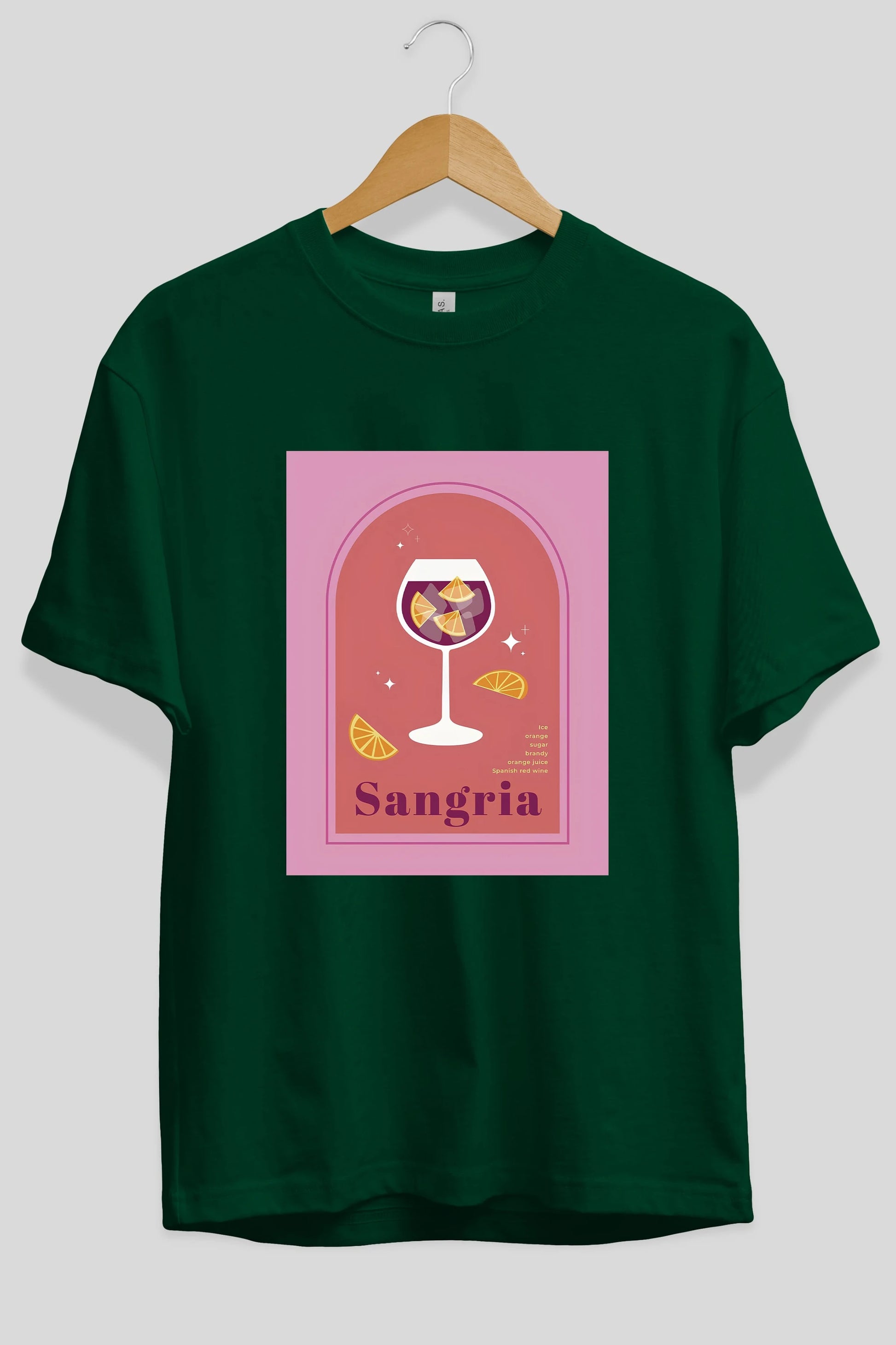 Sangria Ön Baskılı Oversize t-shirt Erkek Kadın Unisex %100 Pamuk Bisiklet Yaka tişort