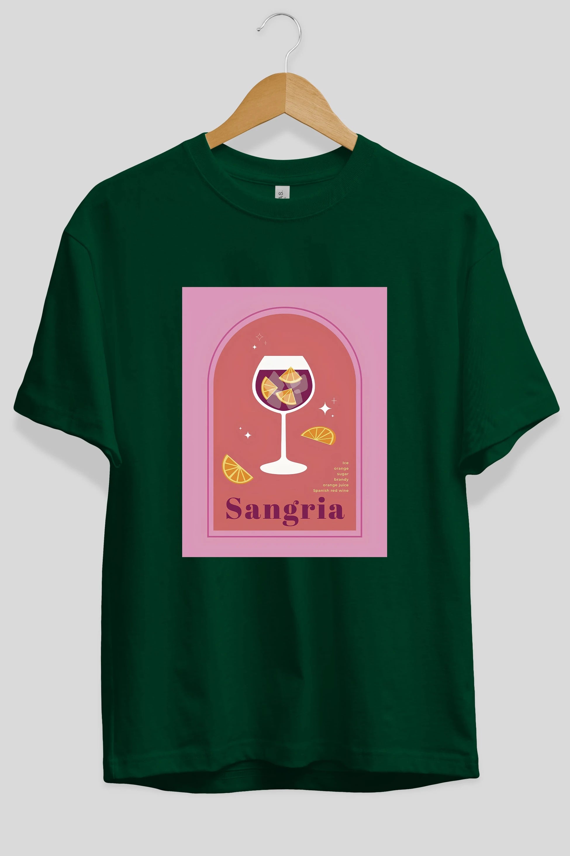Sangria Ön Baskılı Oversize t-shirt Erkek Kadın Unisex %100 Pamuk Bisiklet Yaka tişort