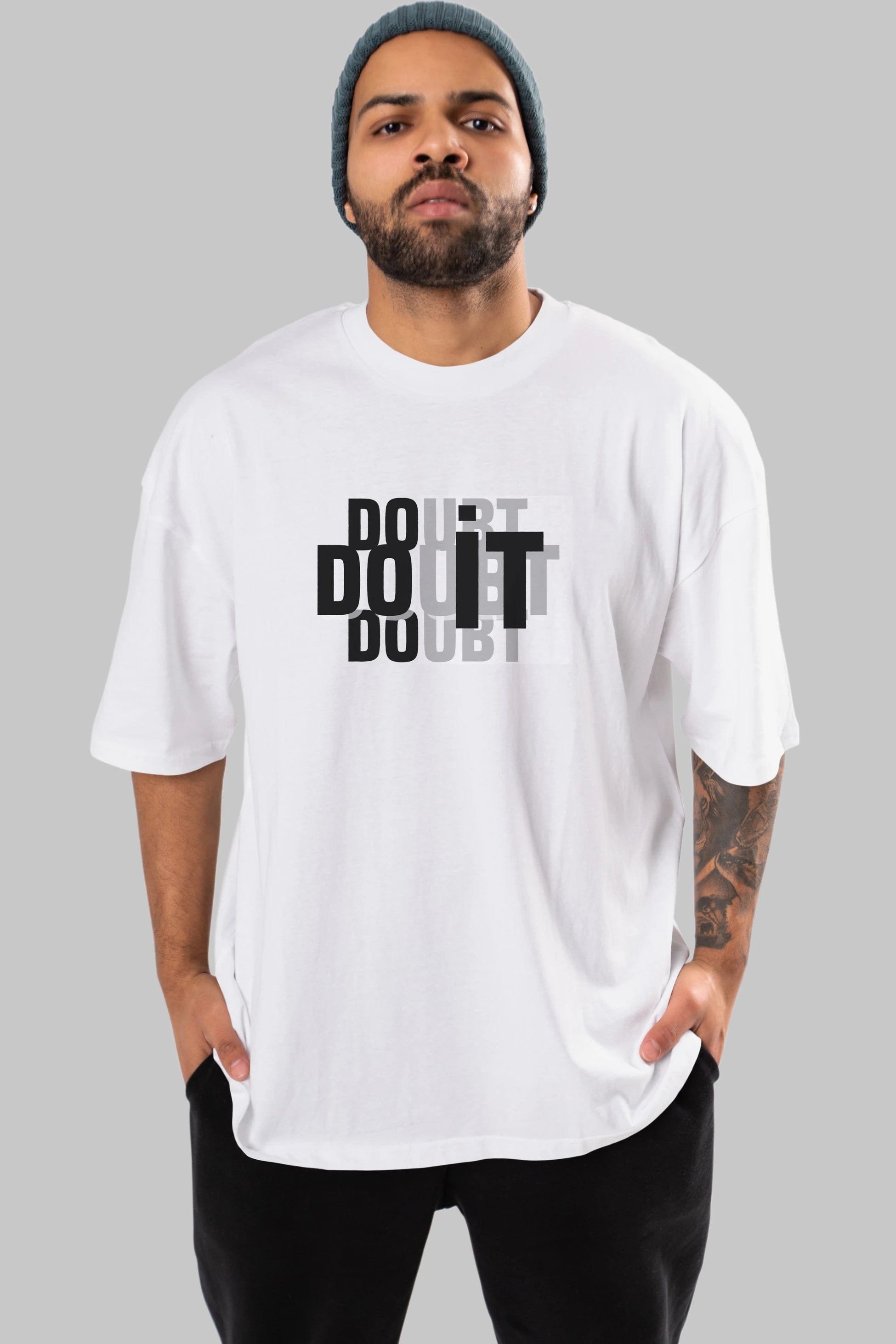 Do it Yazılı Ön Baskılı Oversize t-shirt Erkek Kadın Unisex