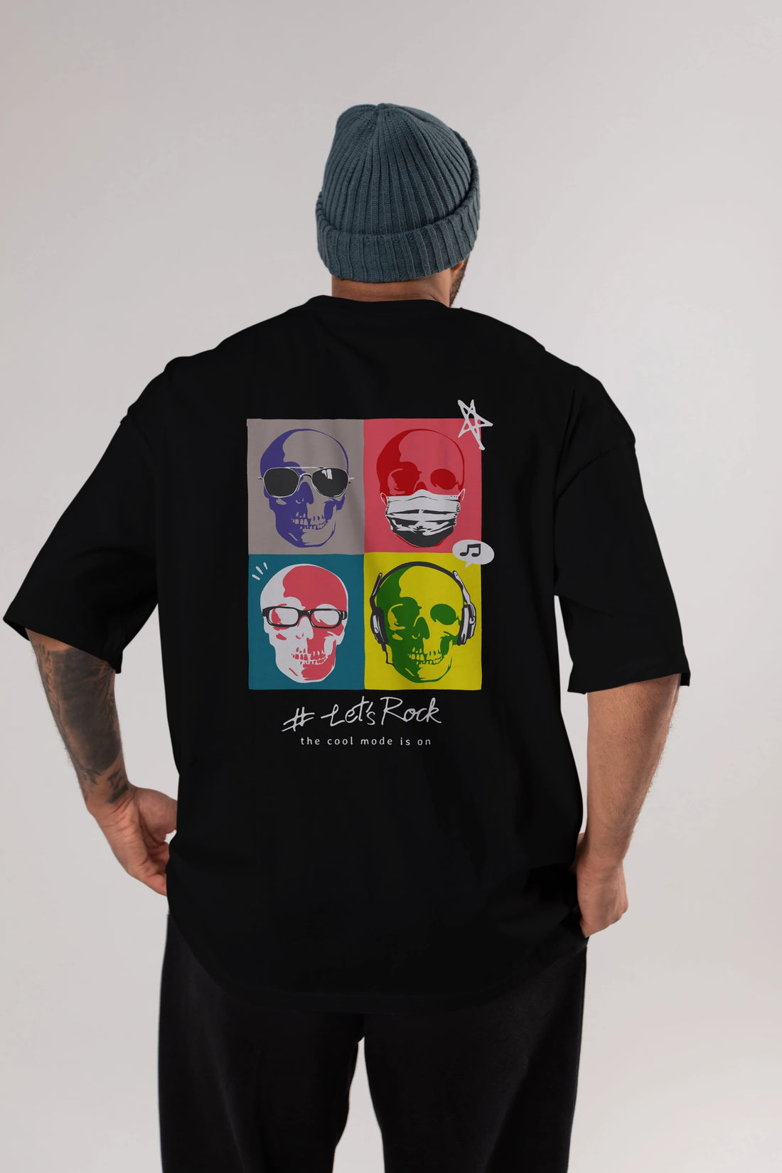 Lets Rock Arka Baskılı Oversize t-shirt Erkek Kadın Unisex
