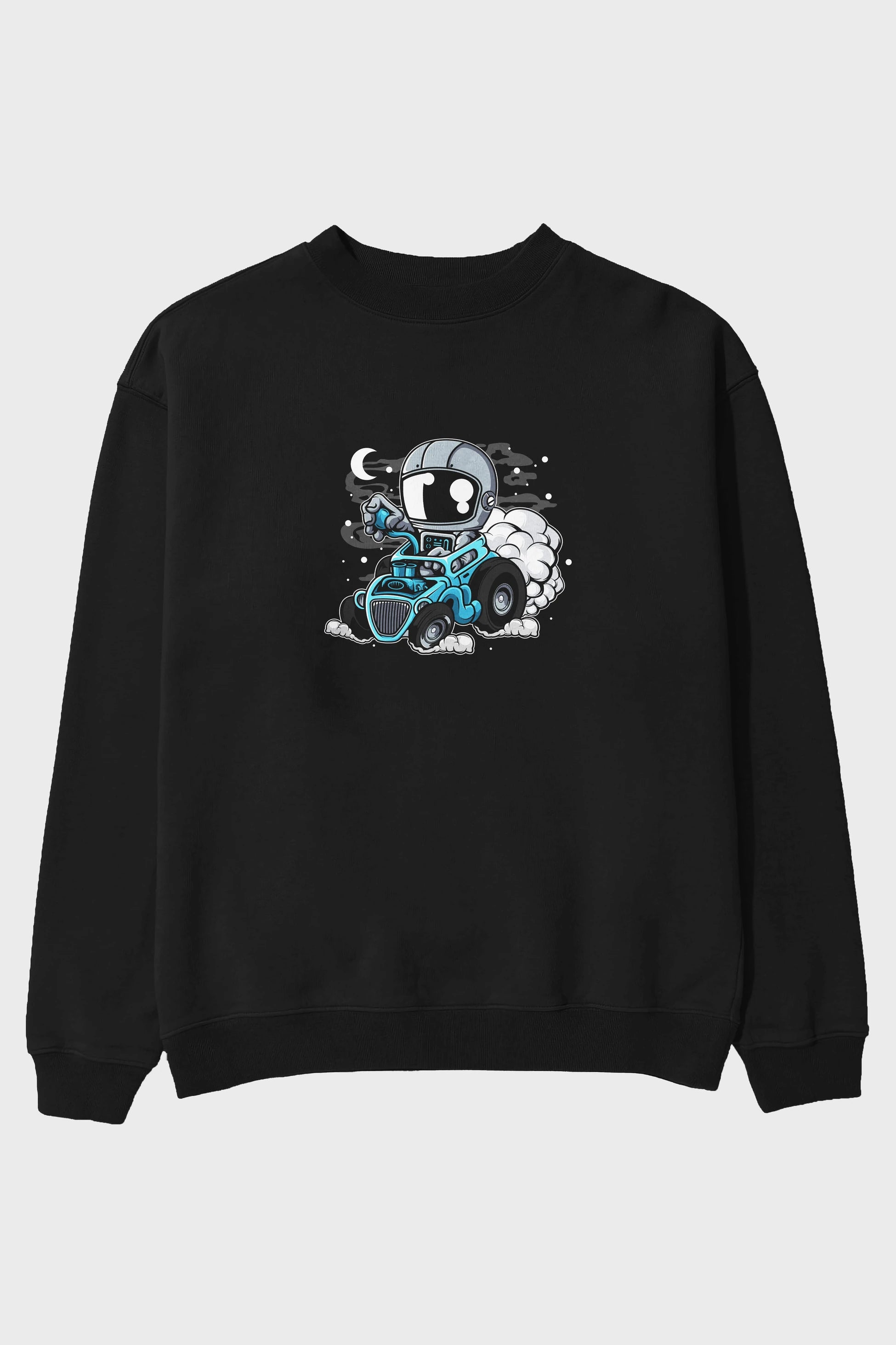 Astronaut Hotrod Ön Baskılı Oversize Sweatshirt Erkek Kadın Unisex
