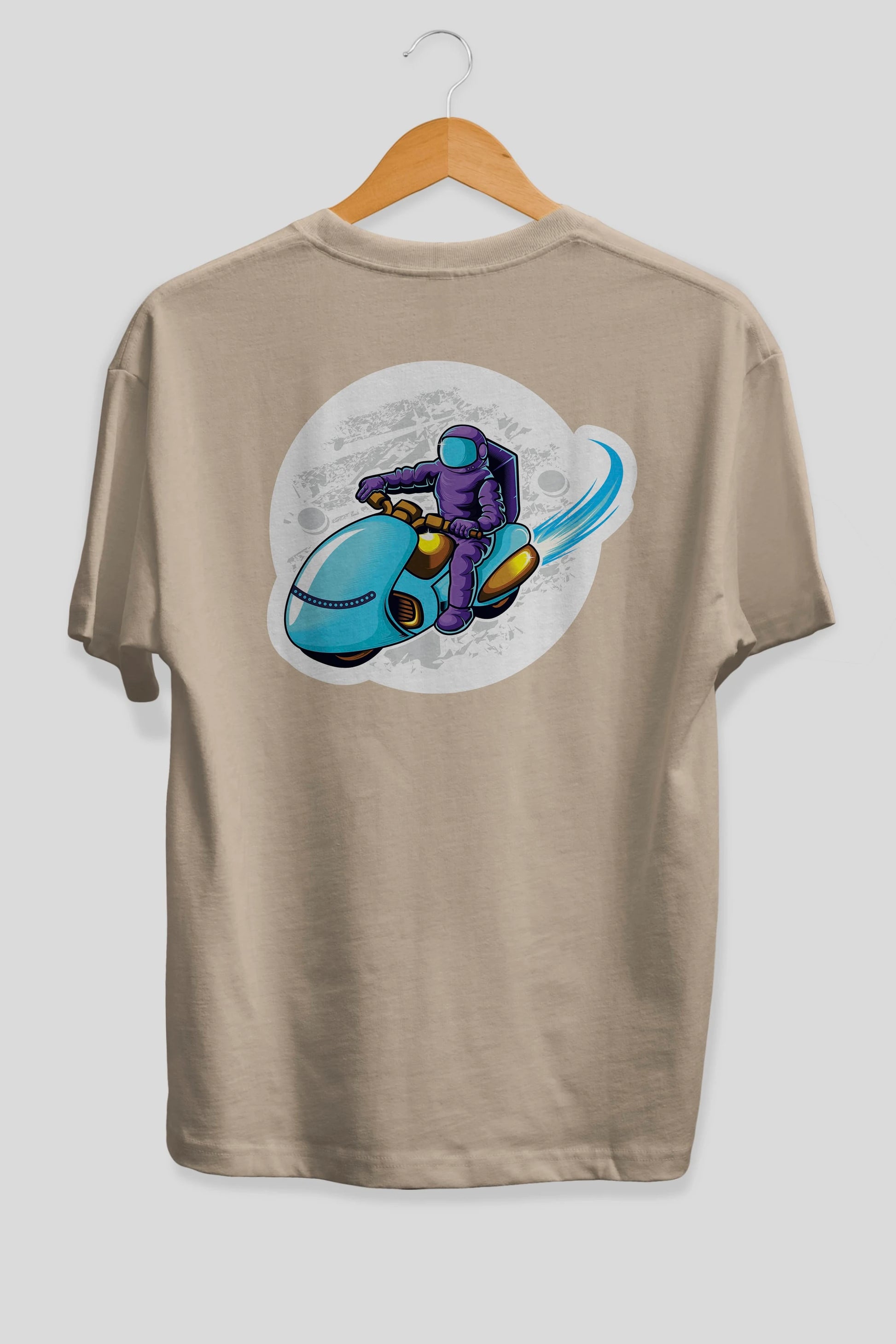 Astrorider in Space Sticker Arka Baskılı Oversize t-shirt Erkek Kadın Unisex